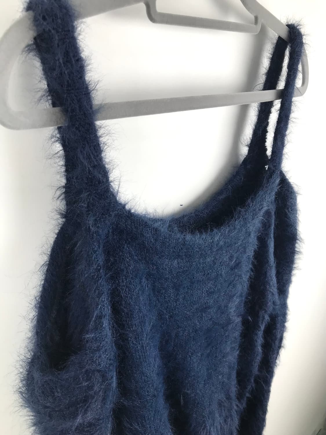 오네갸루 네이비 앙고라 오프숄더 니트 y2k 빈티지 맨투맨 남색 블루코어 상품이미지4