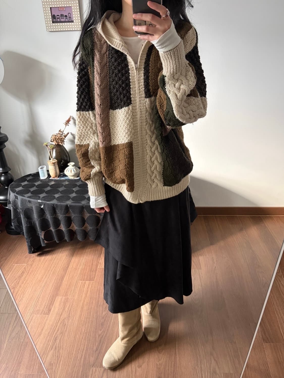 patchwork hooded zip-up 상품이미지5