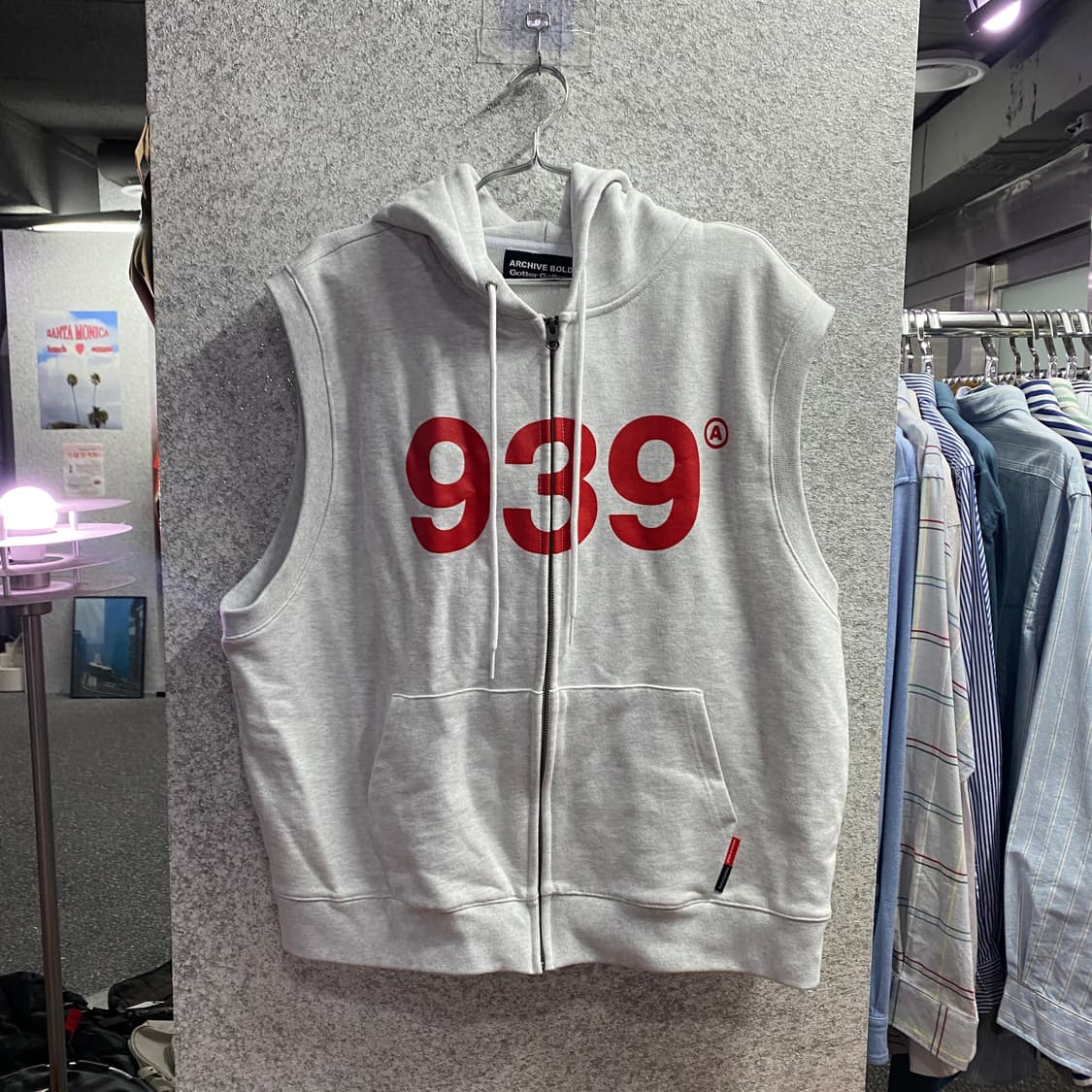 아카이브볼드X가터갤러리 939 라이트그레이 후드집업 베스트 B4212 상품이미지2
