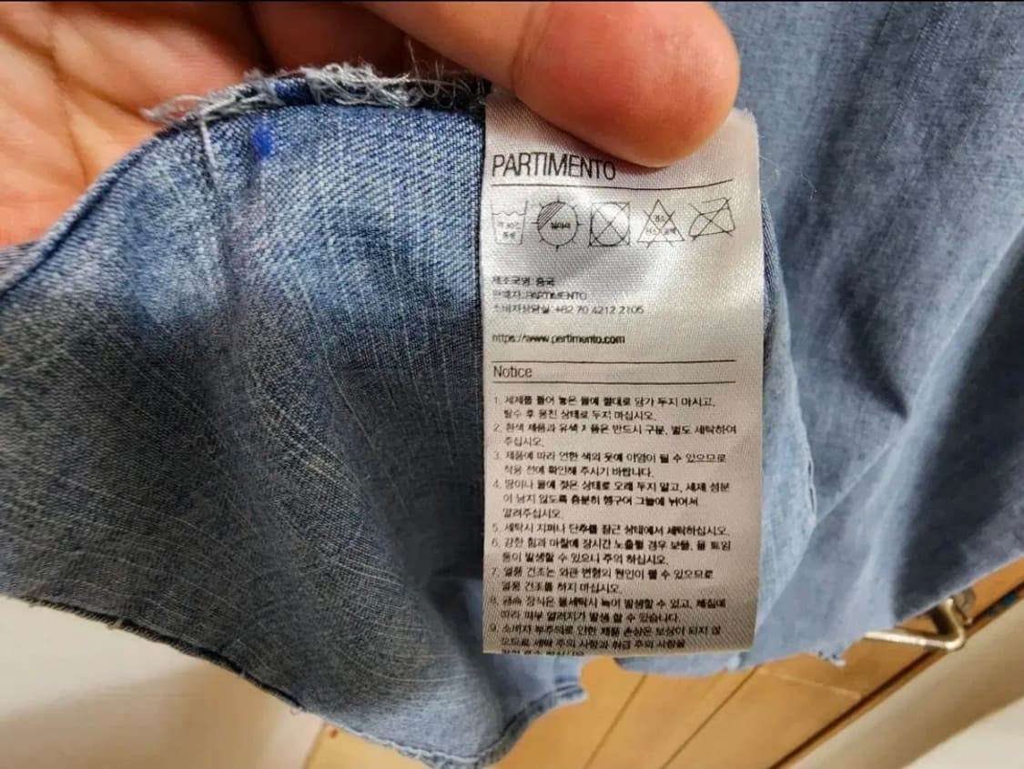 (XL)파르티멘토 스톤워시 오버핏 반팔 데님 셔츠 상품이미지5