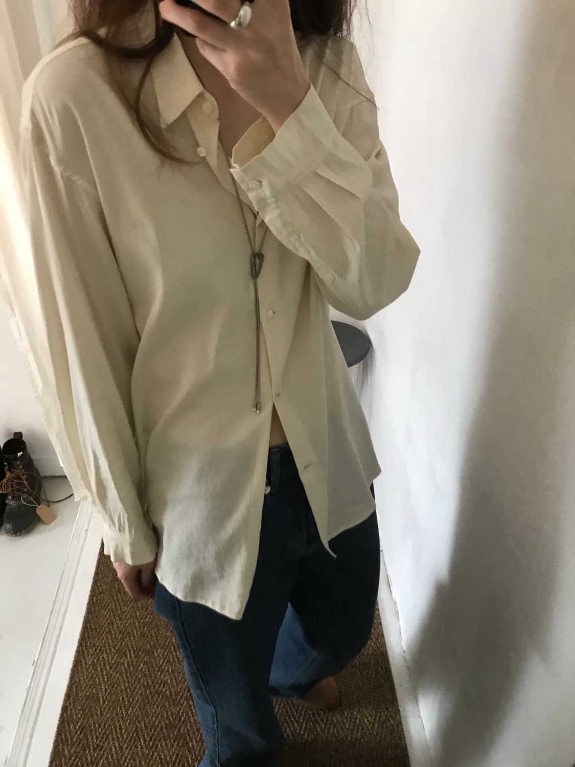 yellow silk shirt 상품이미지7
