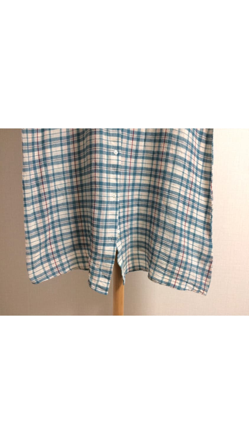 빈티지 블루 핑크 체크 리넨 원피스 상품이미지3