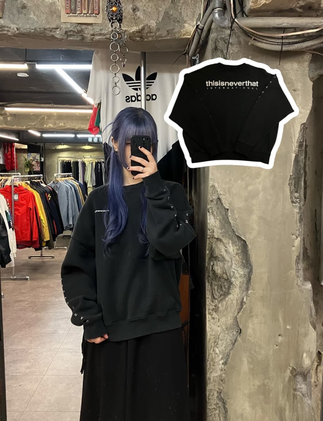 디즈이즈네버댓 맨투맨 블랙 M #csz3206 상품이미지1