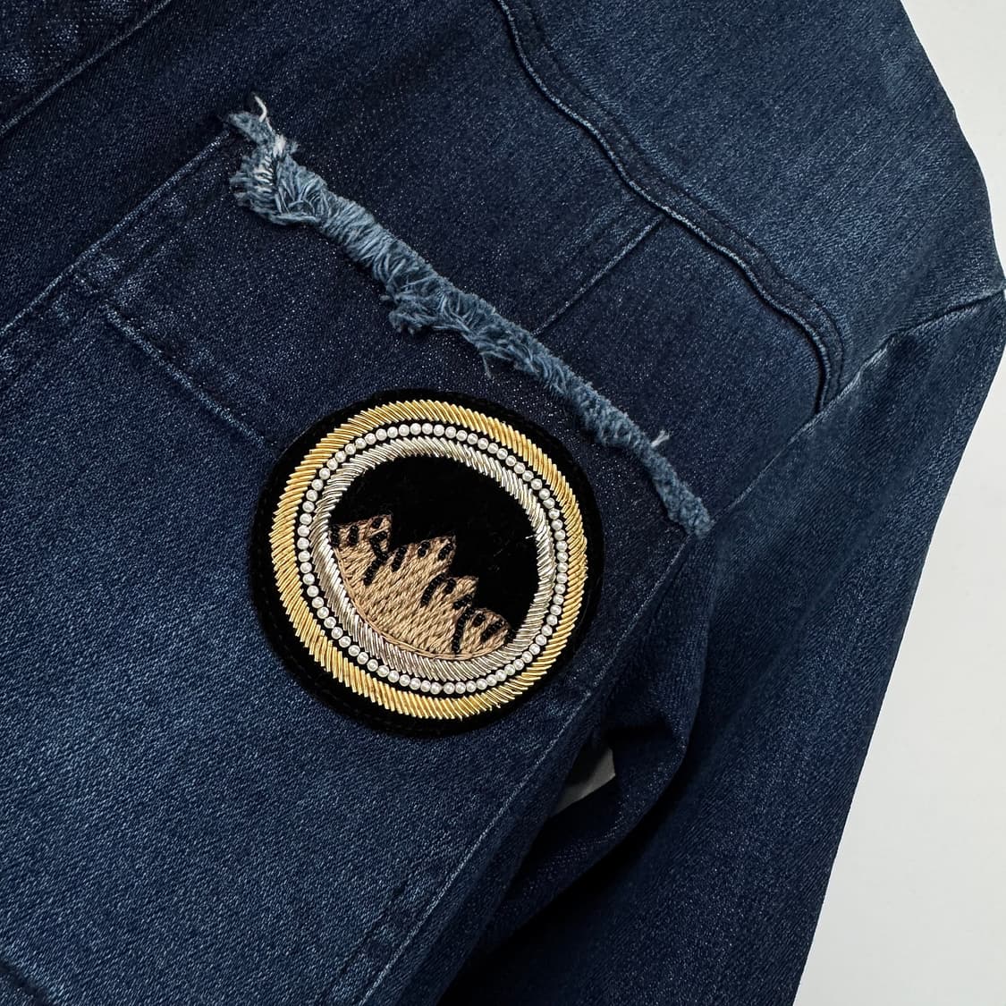 Mr & Mrs 자수패치 데님 셔츠 원피스 상품이미지3