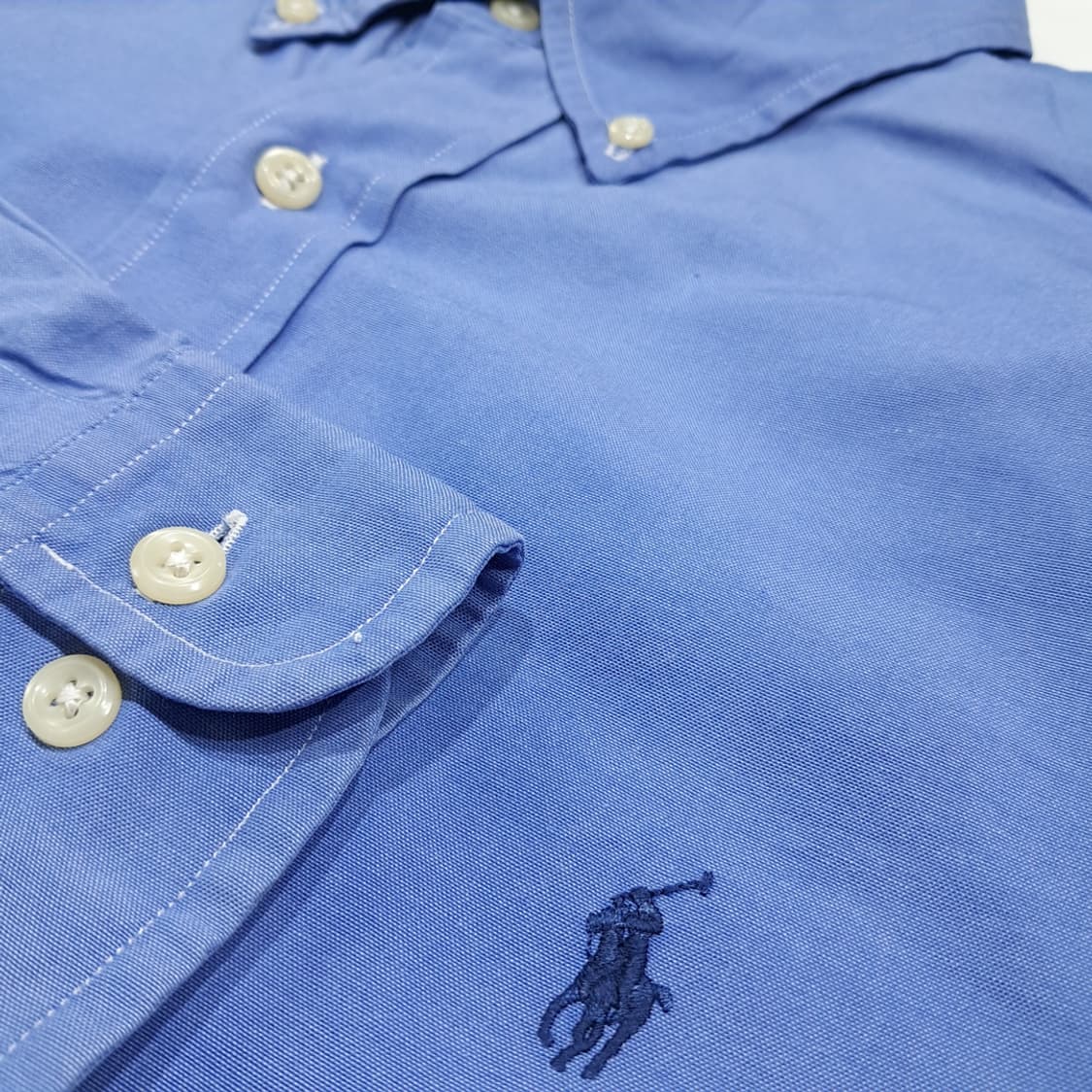 CK084 L 폴로 90s 버튼다운 블루 셔츠 남방 상품이미지4