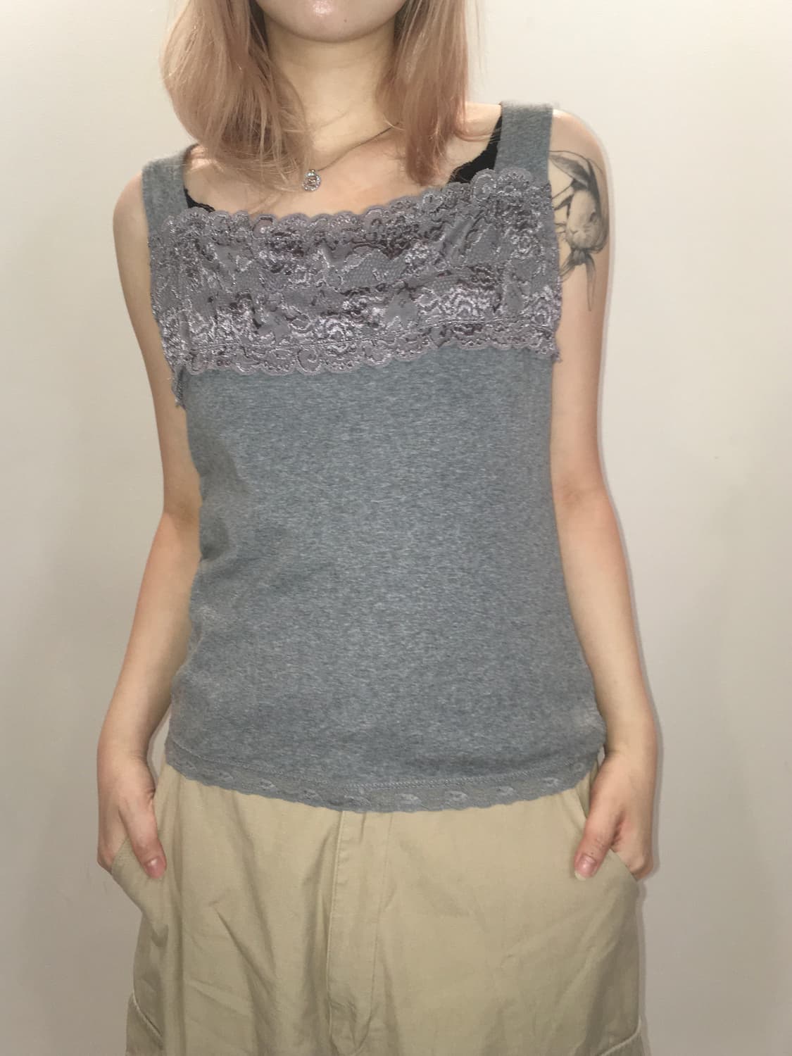 jpn vintage grey lace sleeveless 상품이미지1