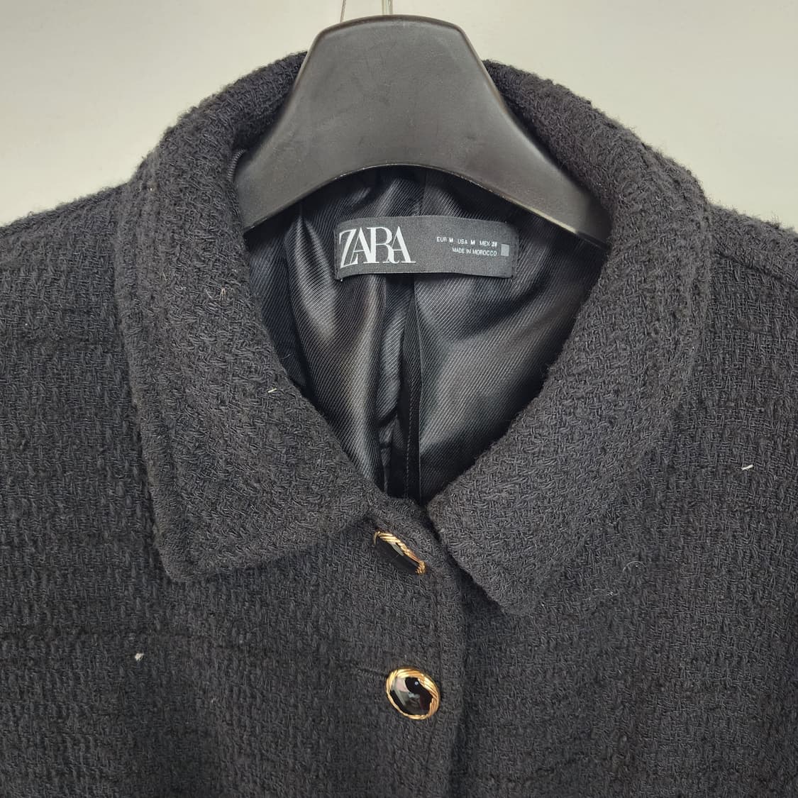 자라 블랙 금장 버튼 트위드 자켓 상품이미지2