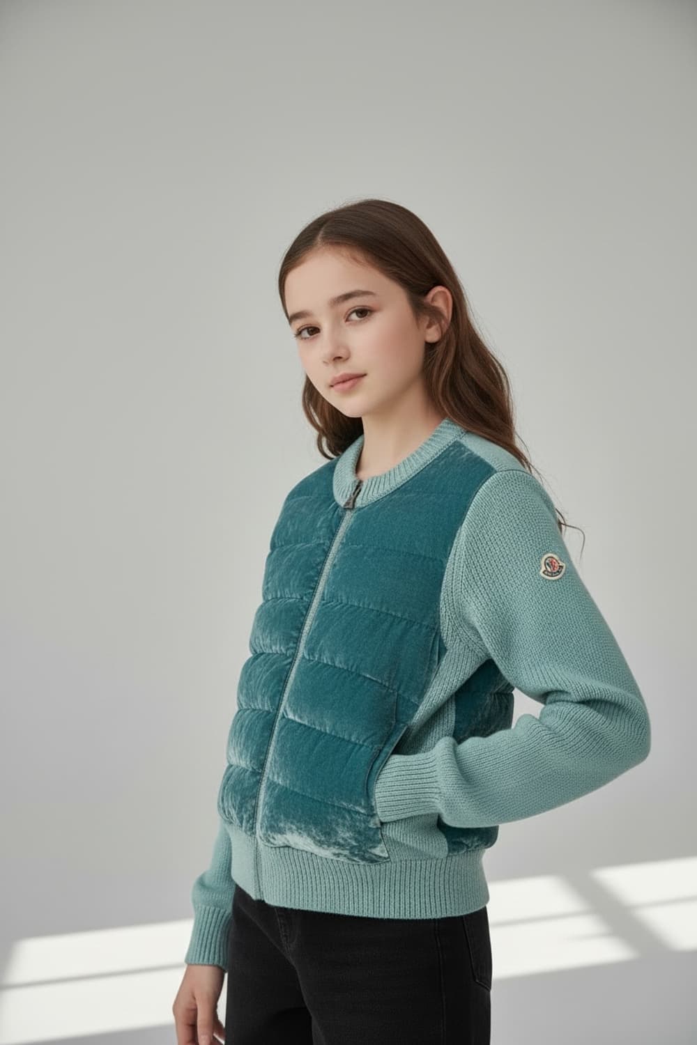 Moncler 키즈 MAGLIA 니트 구스밸뱃집업(10세) 상품이미지1