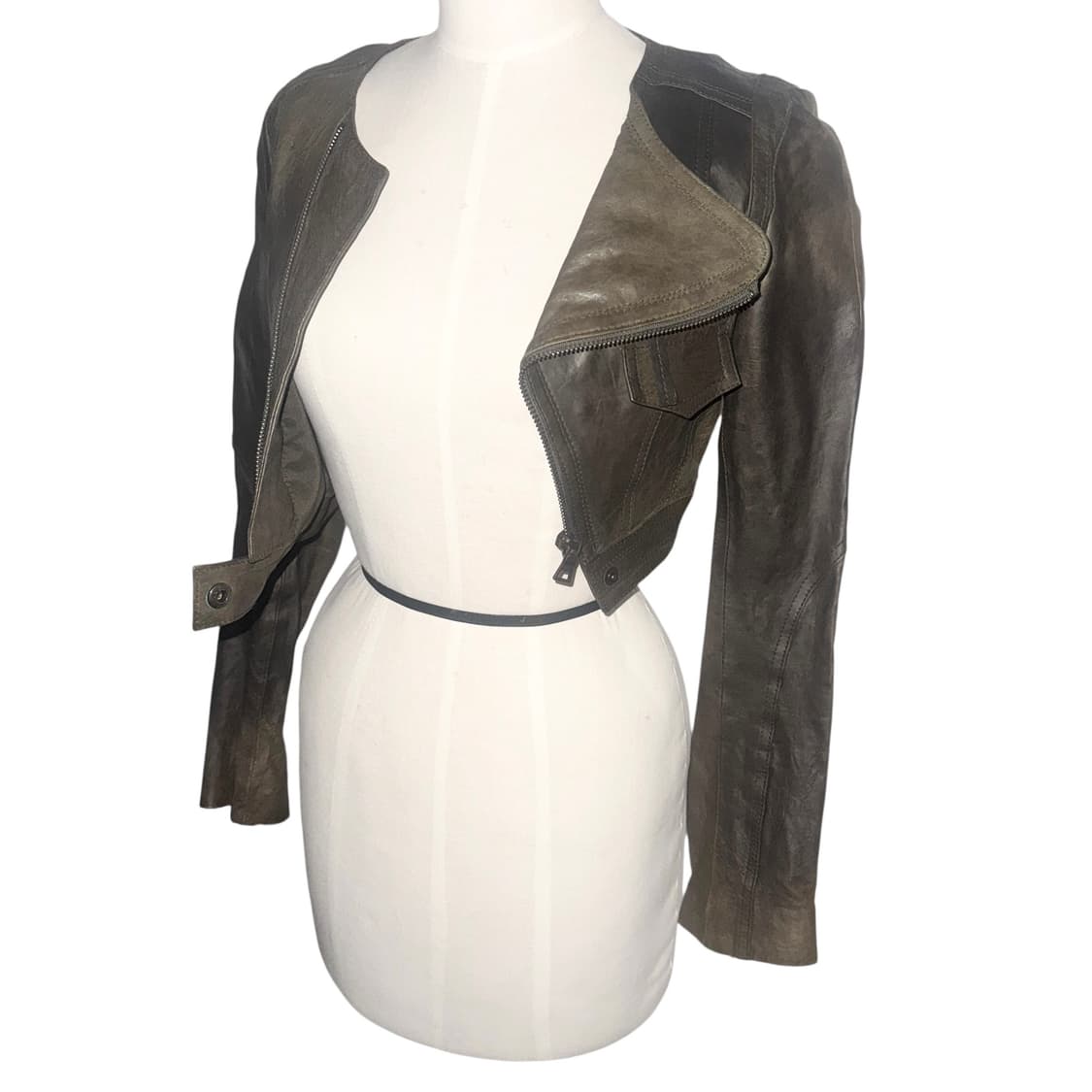 brown sheep skin crop leather jacket 상품이미지3