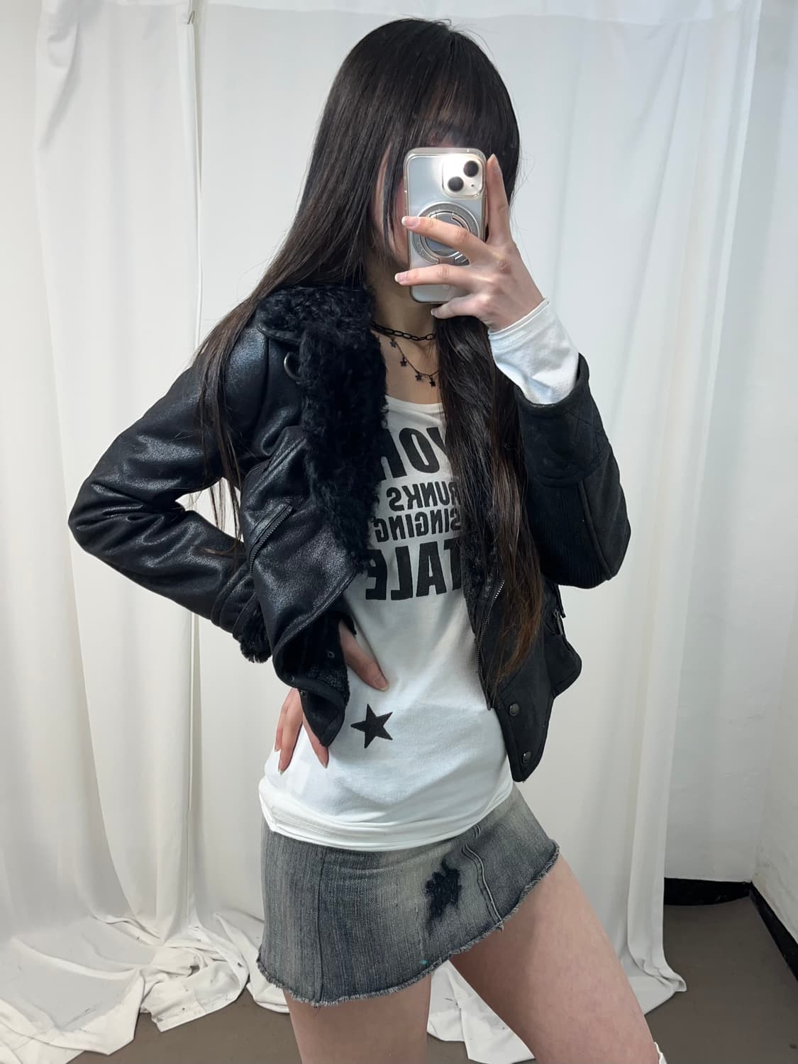 블랙 리얼 램퍼 무스탕 상품이미지1