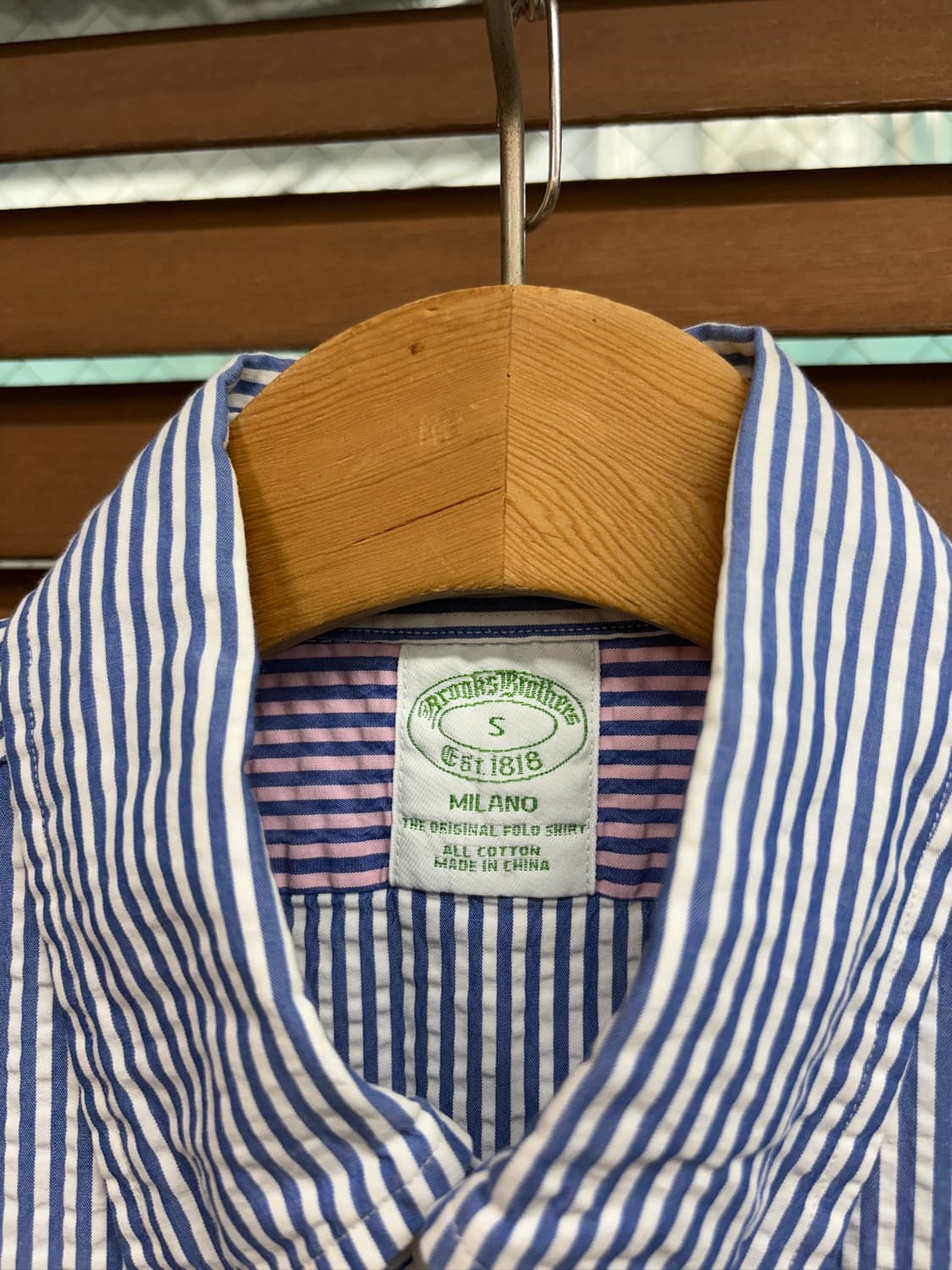Brooks Brothers 브룩스브라더스 코튼시어서커스트라이프 반팔셔츠 상품이미지5