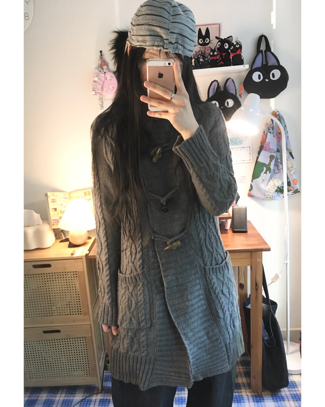 vintage toggle button cardigan gray 상품이미지4