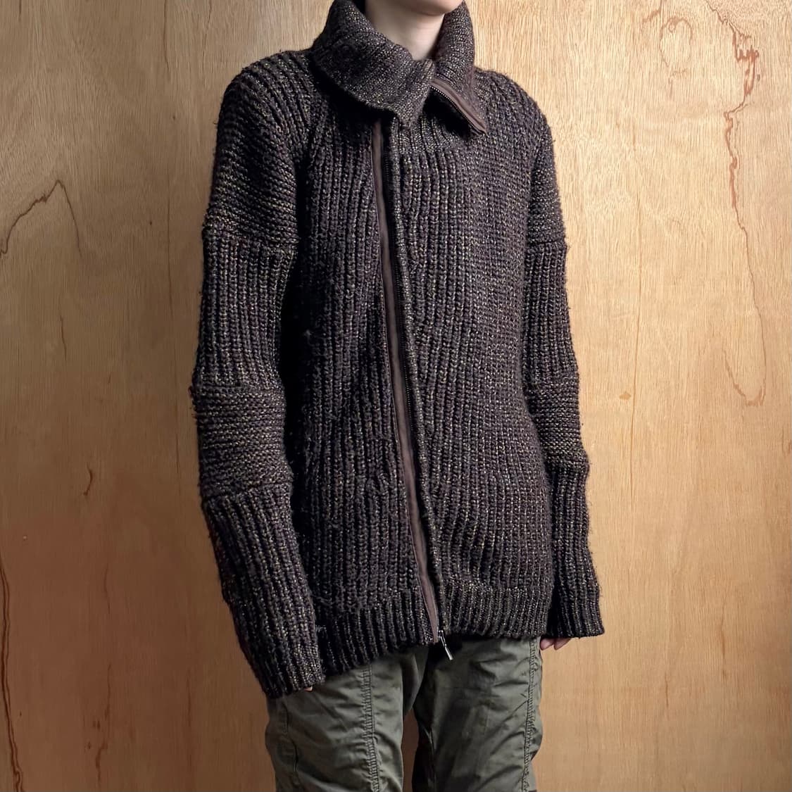 랑방 하이넥 사선 집업 니트 가디건 상품이미지6