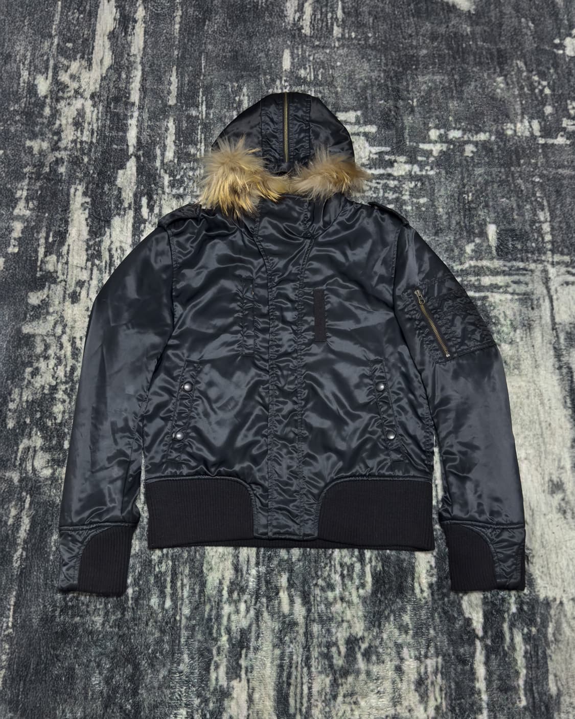 {Unknown} Zip-Split Fur MA-1 Bomber 상품이미지2