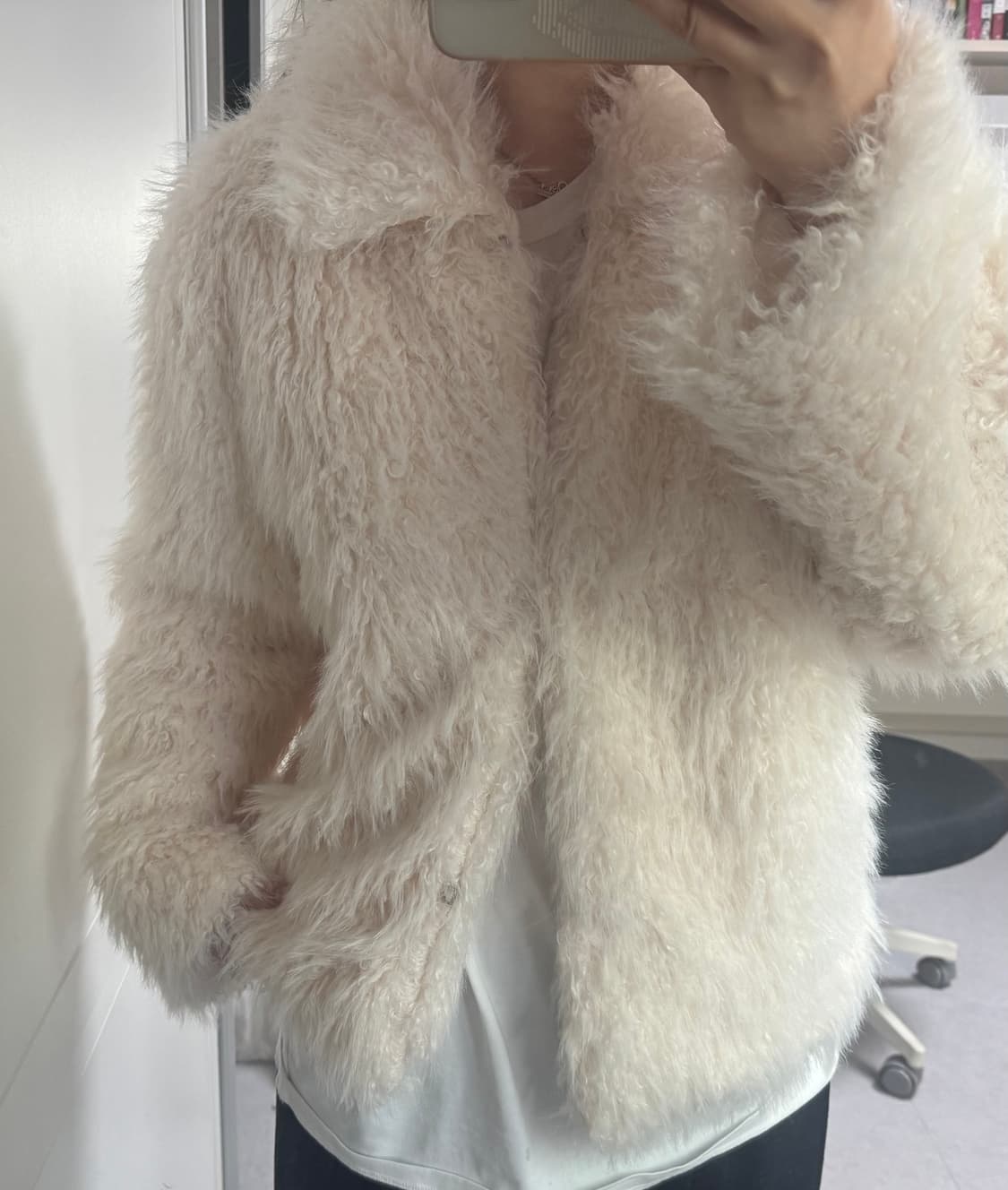 아이보리 퍼 자켓 상품이미지1