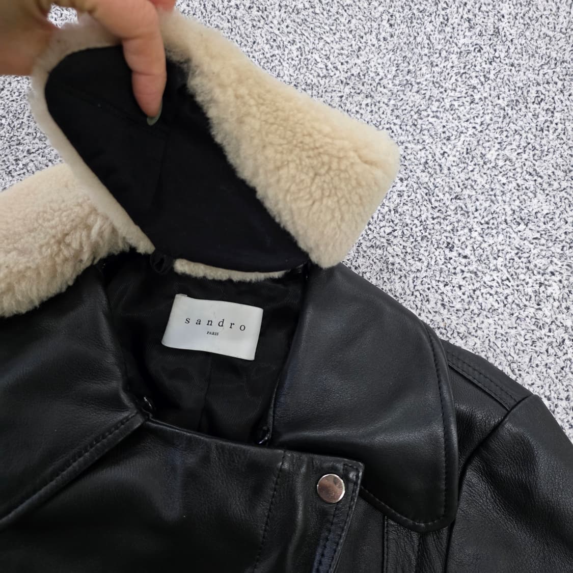 [실측] 산드로 퍼 양가죽 라이더 자켓 0203J 상품이미지3