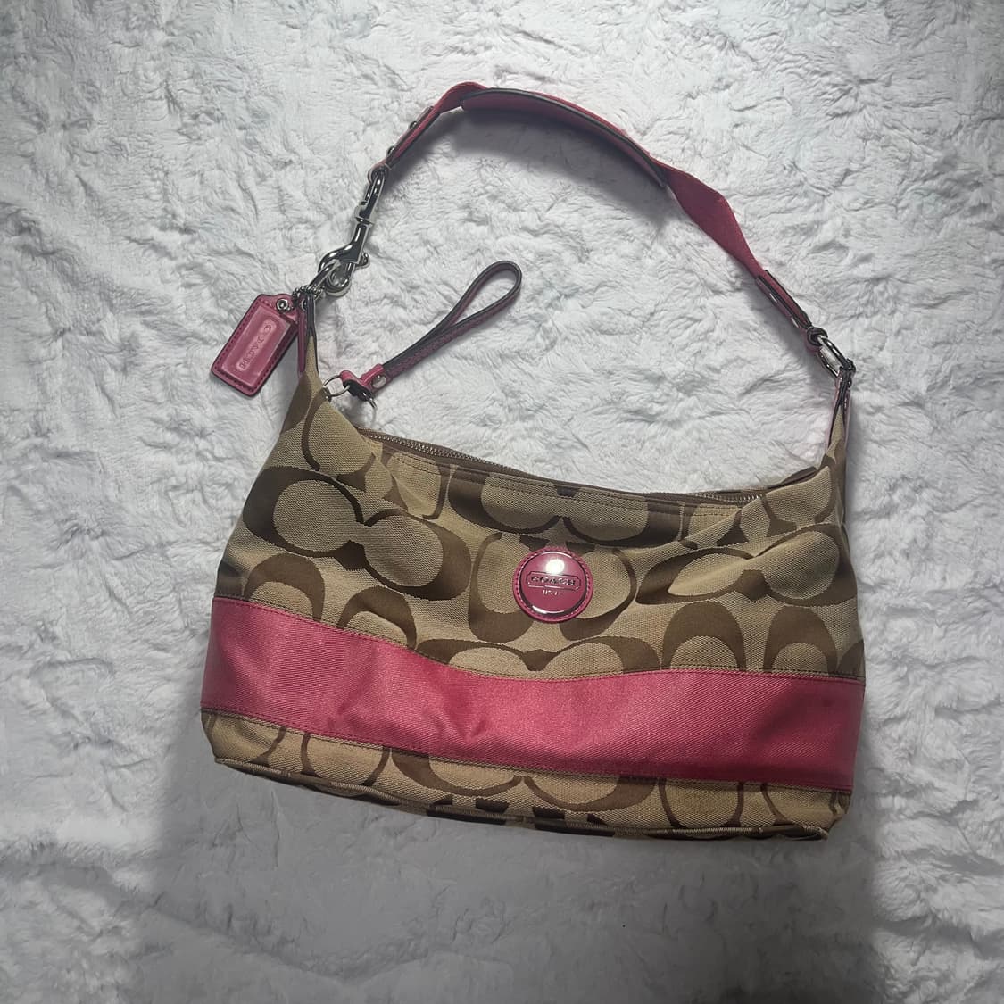 coach 코치 시그니처 베이지 핑크 숄더백 갸루 상품이미지3