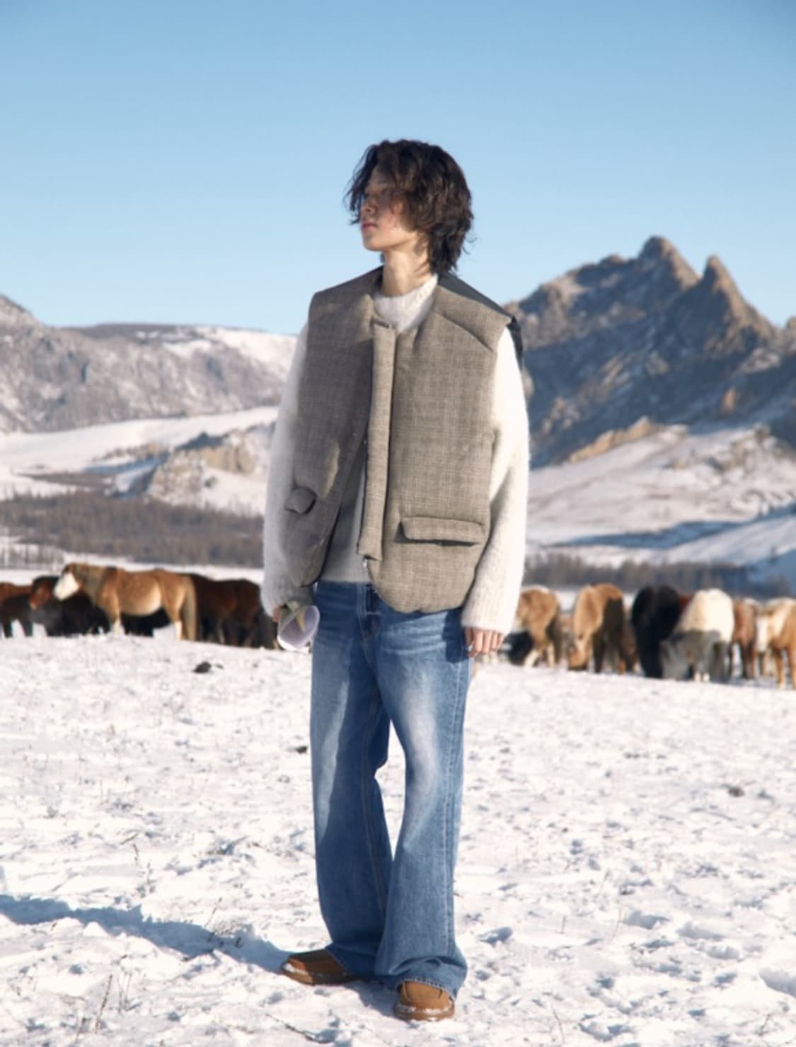 STU duck down padded wool check 상품이미지1