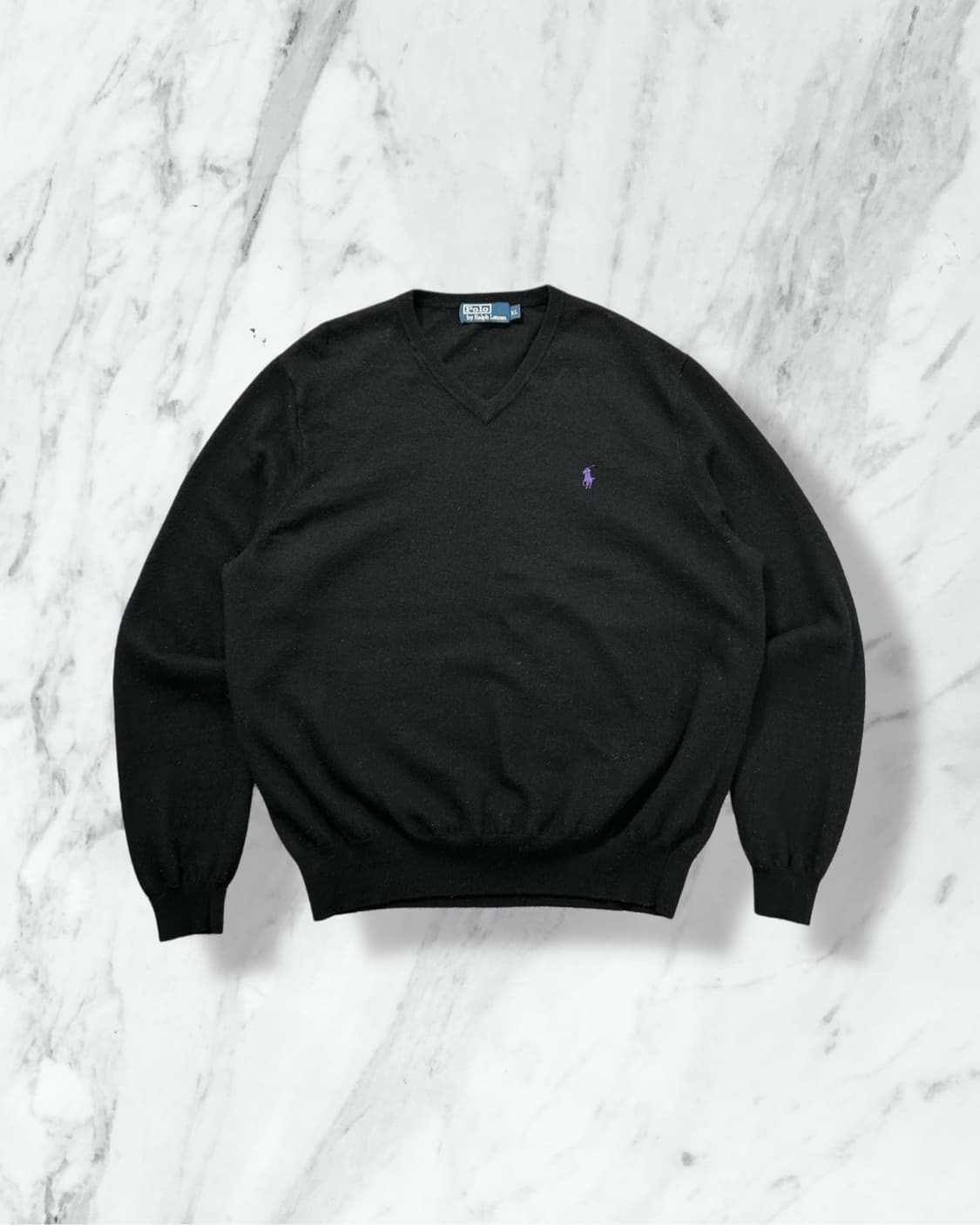 폴로 랄프로렌 퍼플 포니 블랙 브이넥 니트 상품이미지1