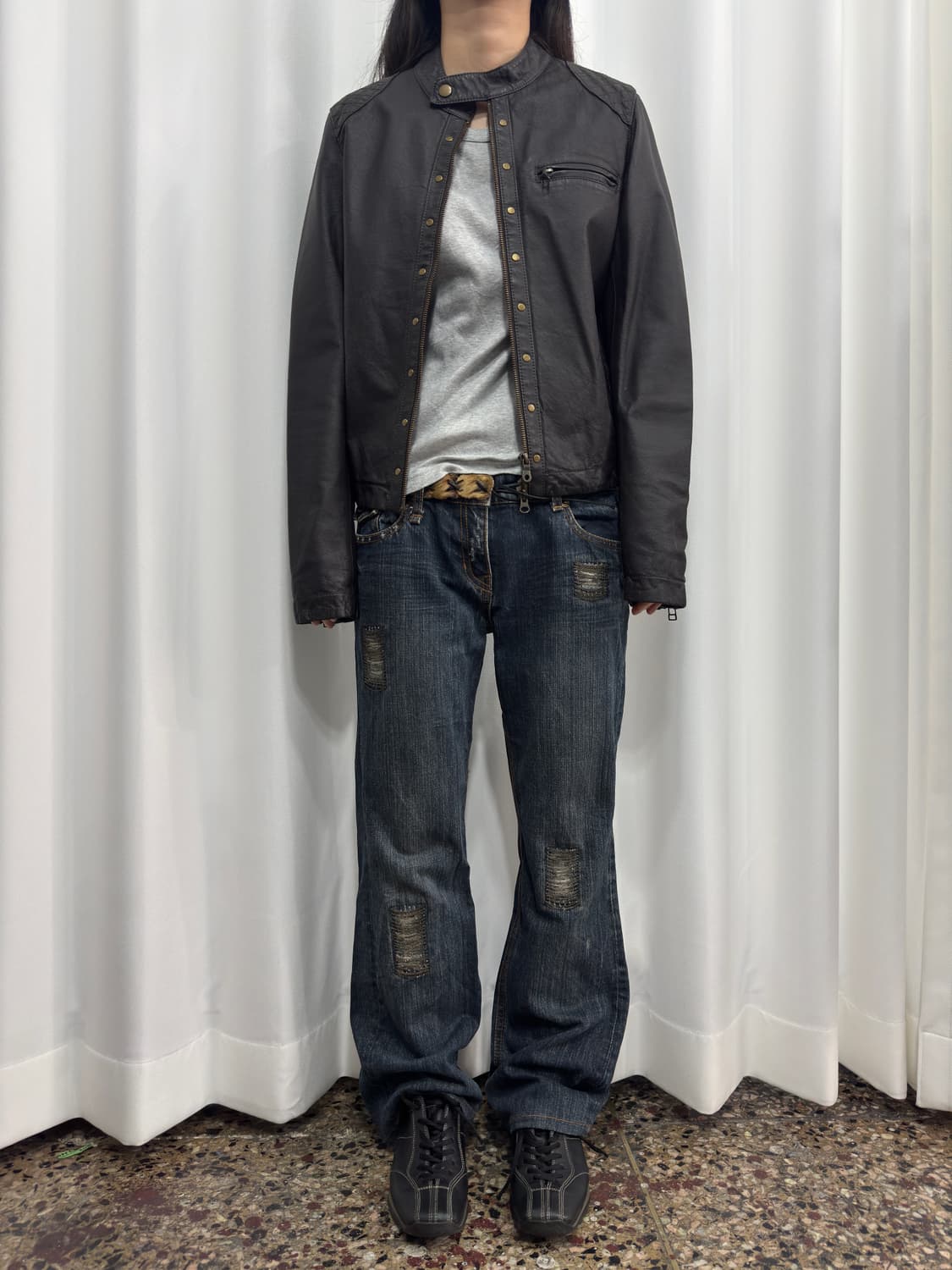 brown leather twoway jacket 상품이미지2