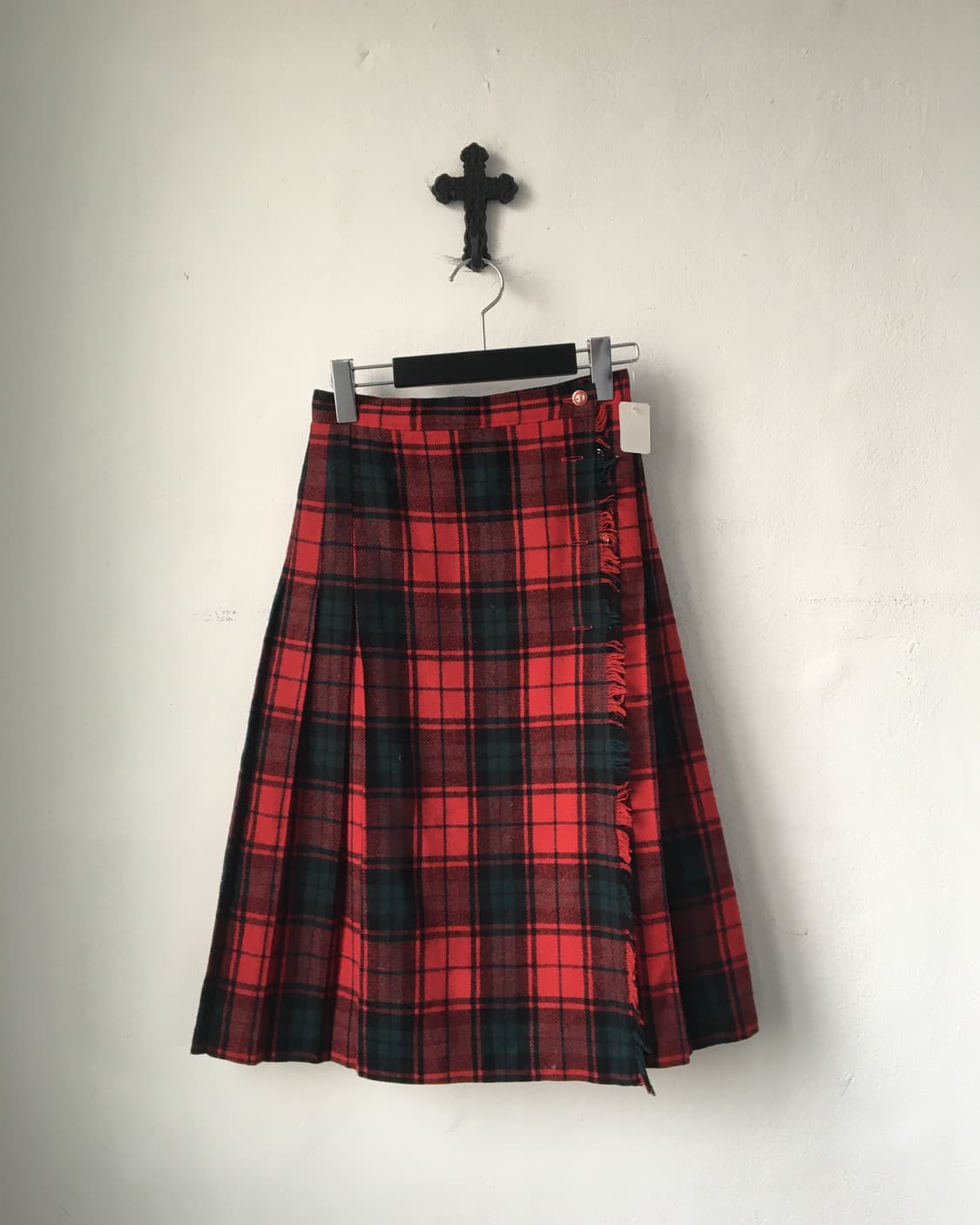 Fringe point woolen check pattern wrap s 상품이미지2