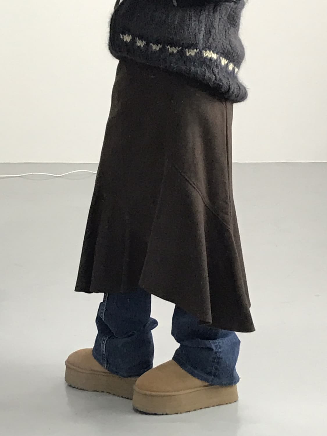 Amifur Brown Wool Midi Skirts 상품이미지2