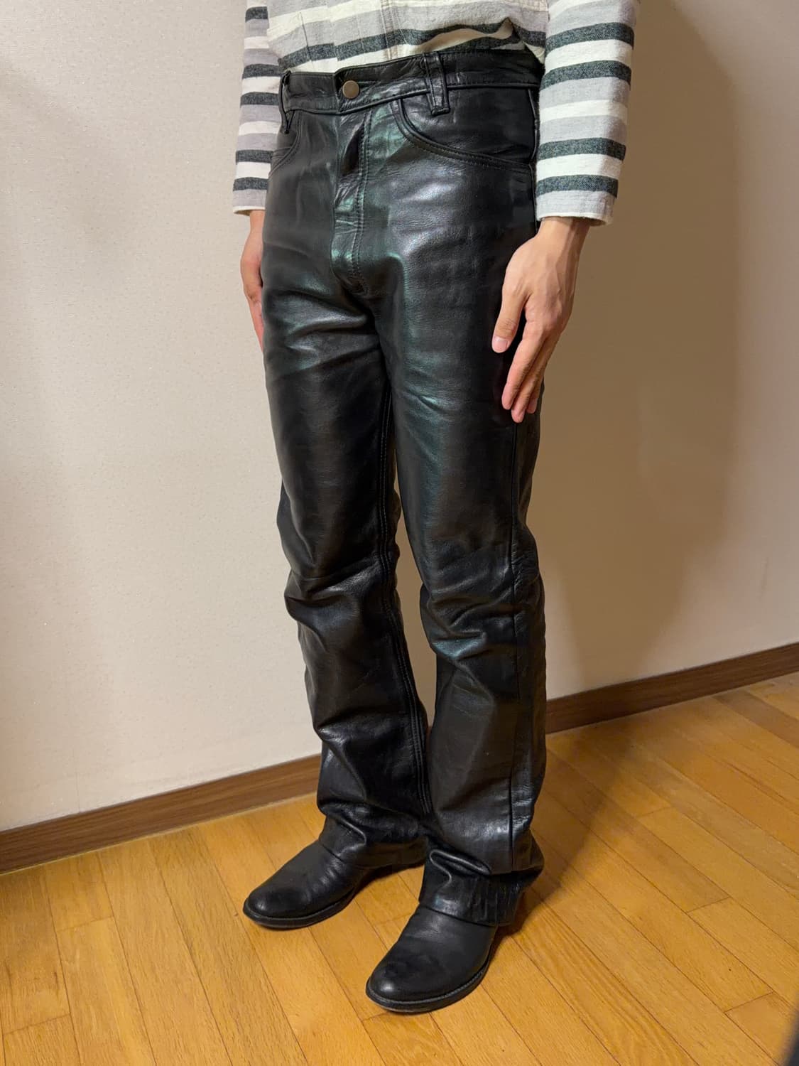 90s 밴슨 카우하이드 레더 팬츠 상품이미지3