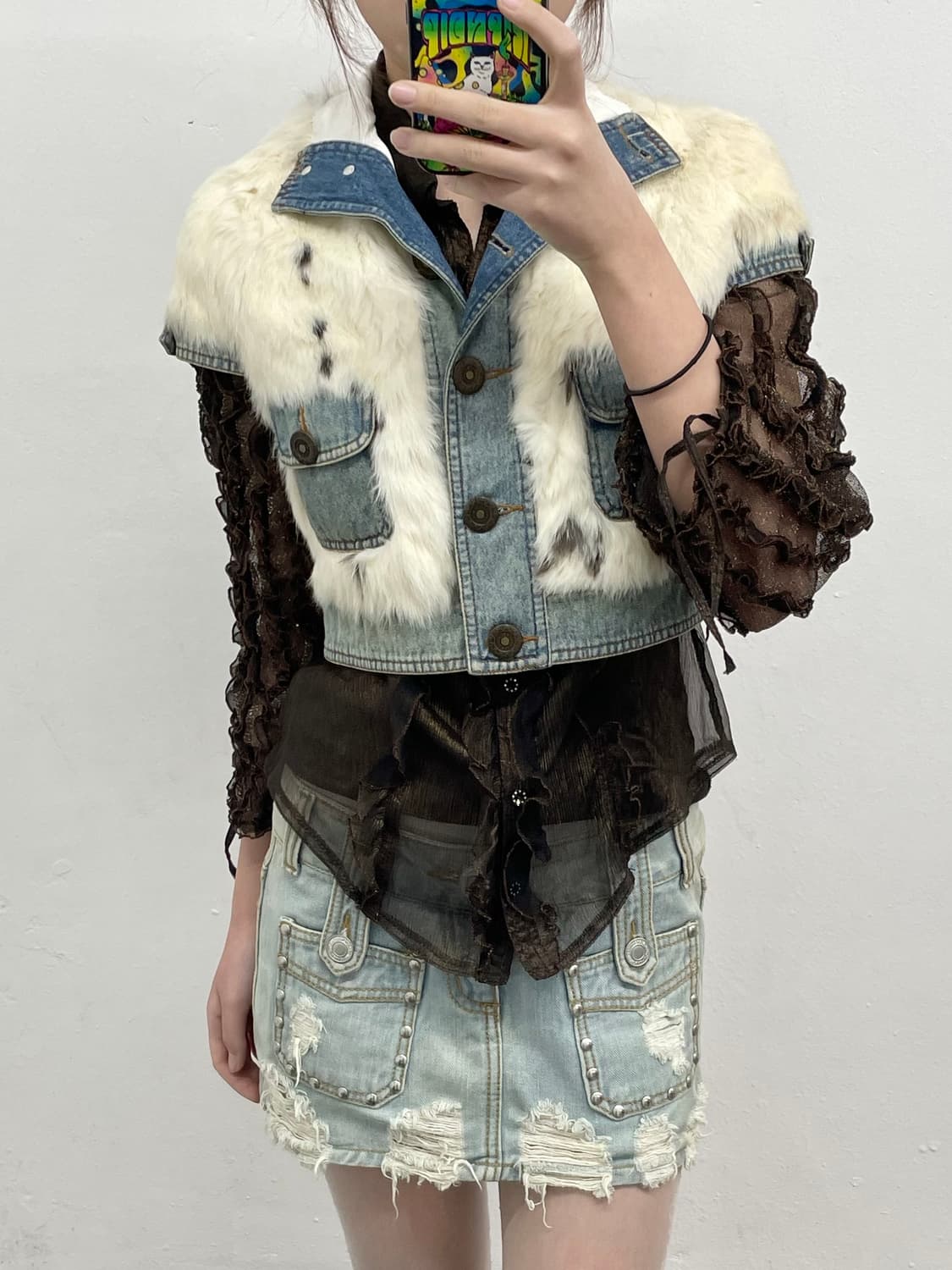 y2k 렉스 데님 하프 자켓 상품이미지4