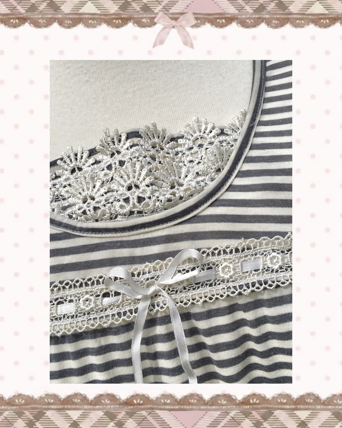 플라워 크로쉐 스트라이프 반팔T 상품이미지2