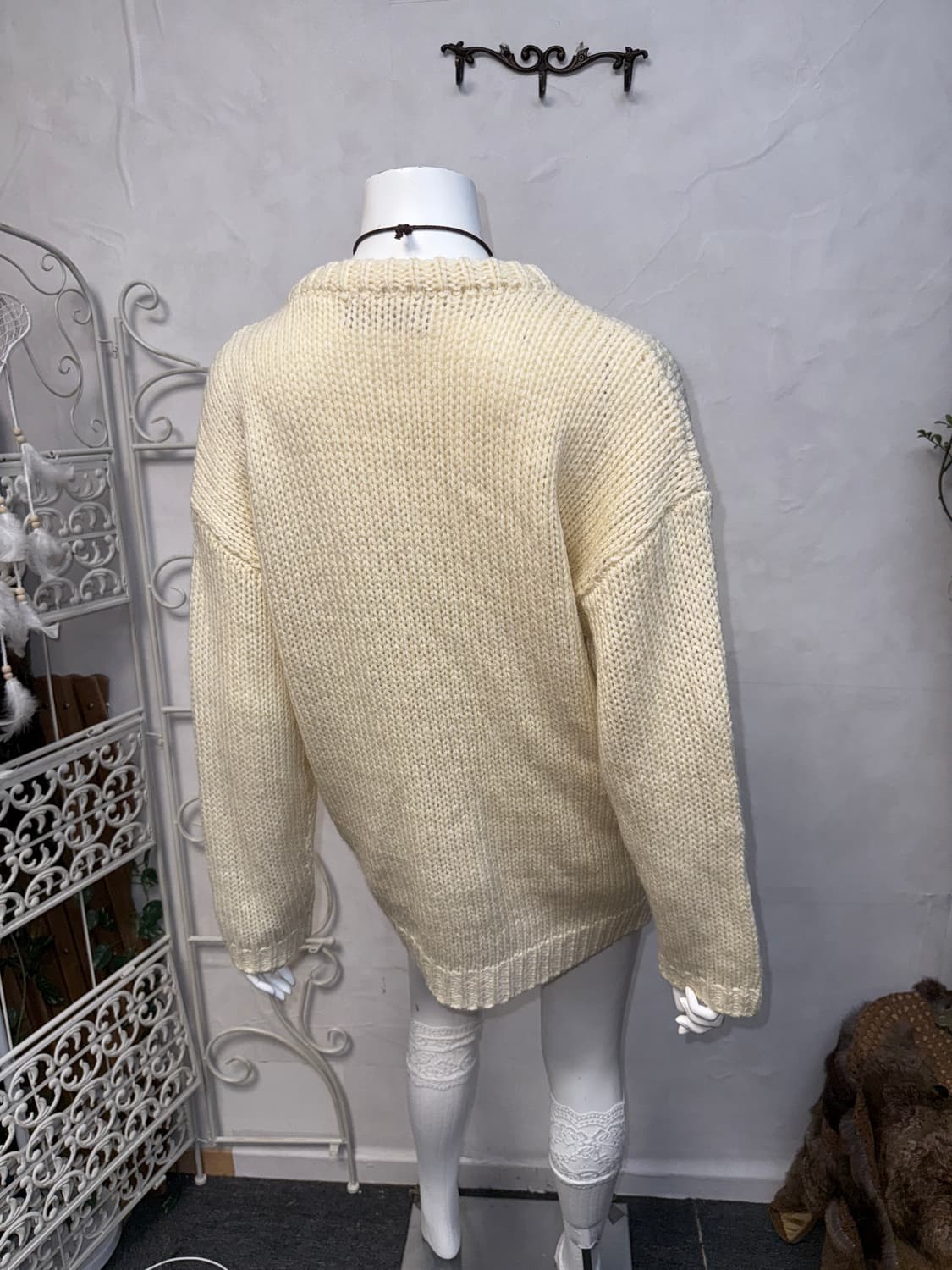 Ivory color mix crochet over knit 상품이미지2