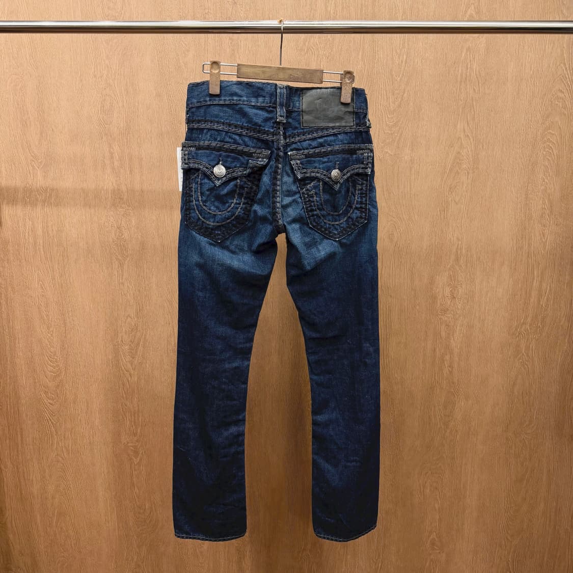 트루릴리젼 스트레이트 데님 팬츠 빈티지 워싱 스티치 라인 디테일 진청 상품이미지3