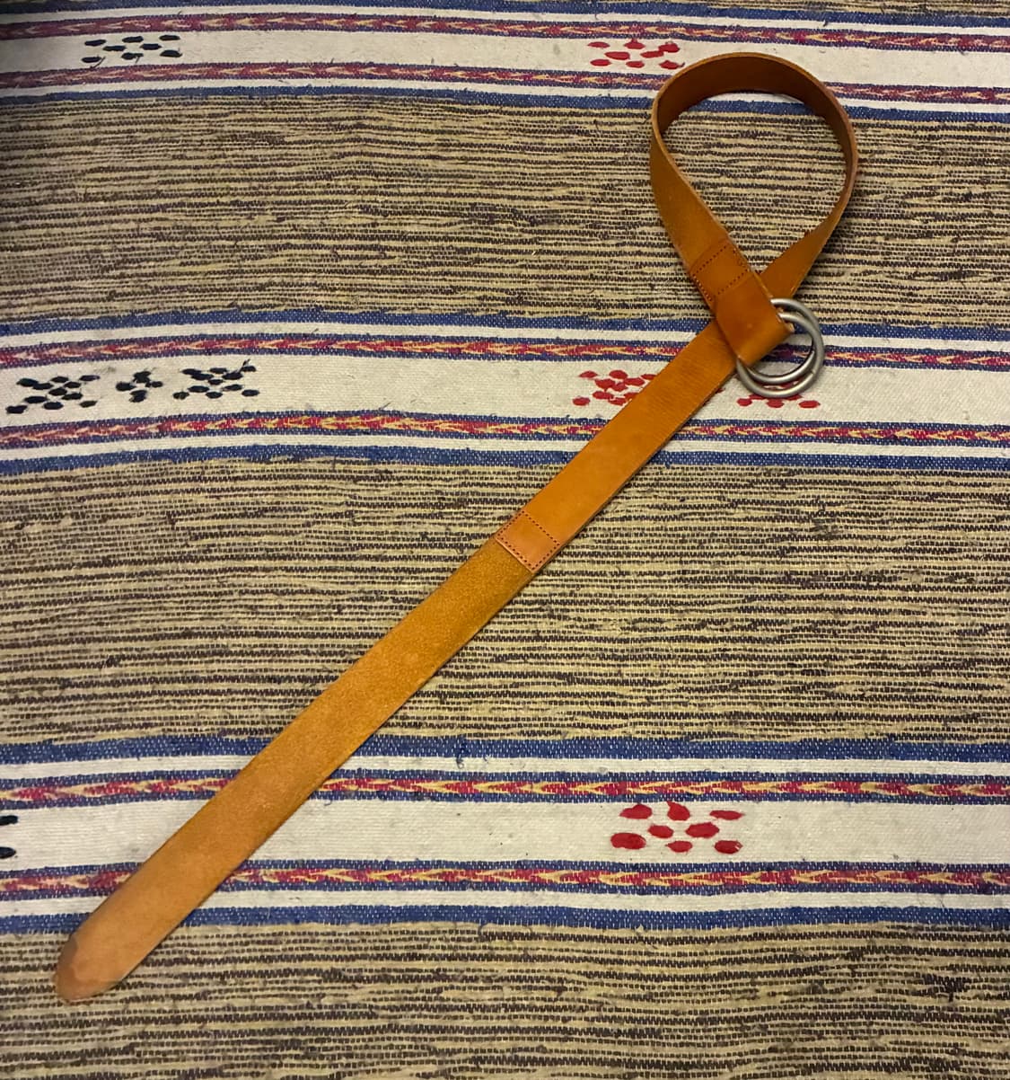 (29~34)90s japan 타케오키쿠치 카우 레더 더블 D링 가죽벨트 상품이미지9