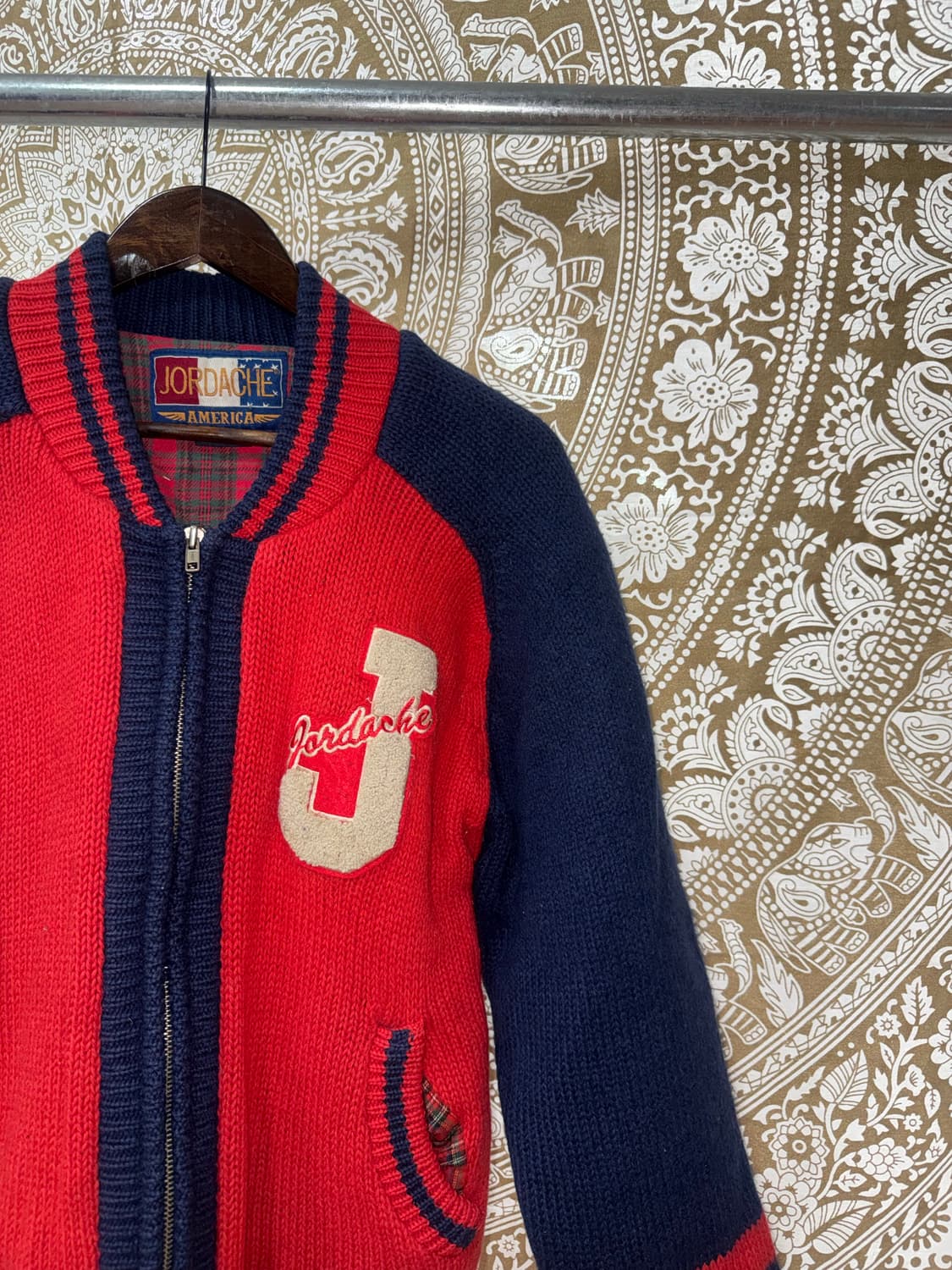 JORDACHE 죠다쉬 AMERICA 90‘s 성조기 니트 바시티 자켓  상품이미지3