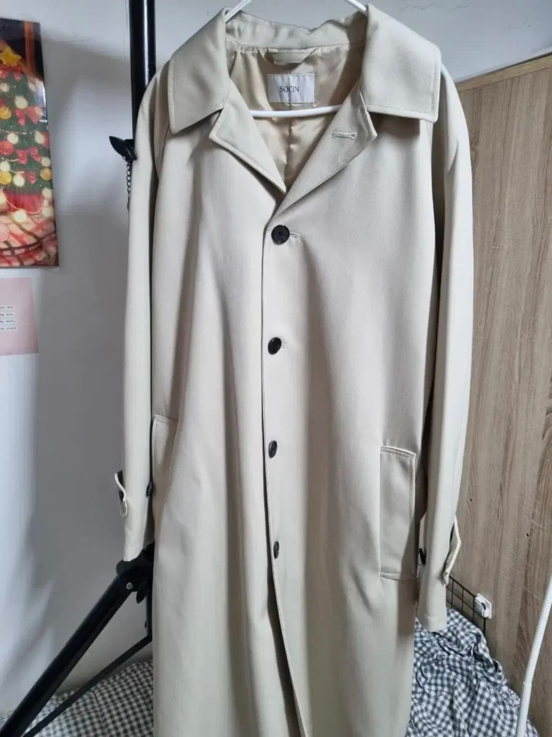 소신 턱시도 울 발마칸 트렌치코트 M 라이트 세이지 상품이미지1