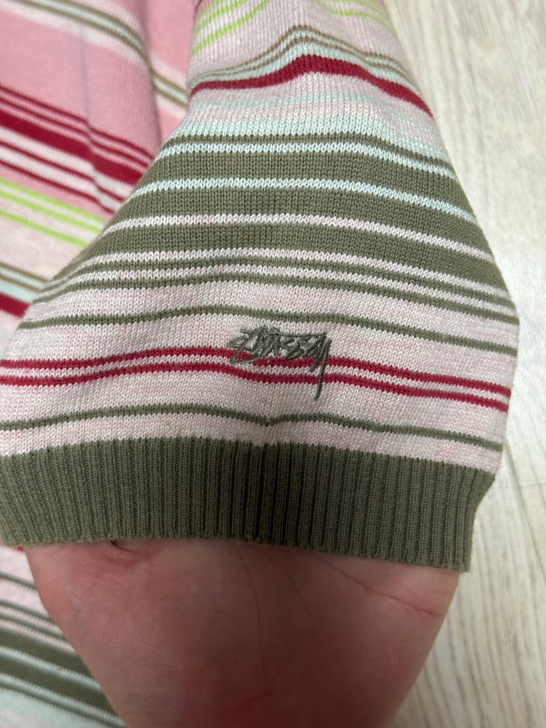 스투시 스트라이프 니트 올리브 L 상품이미지4