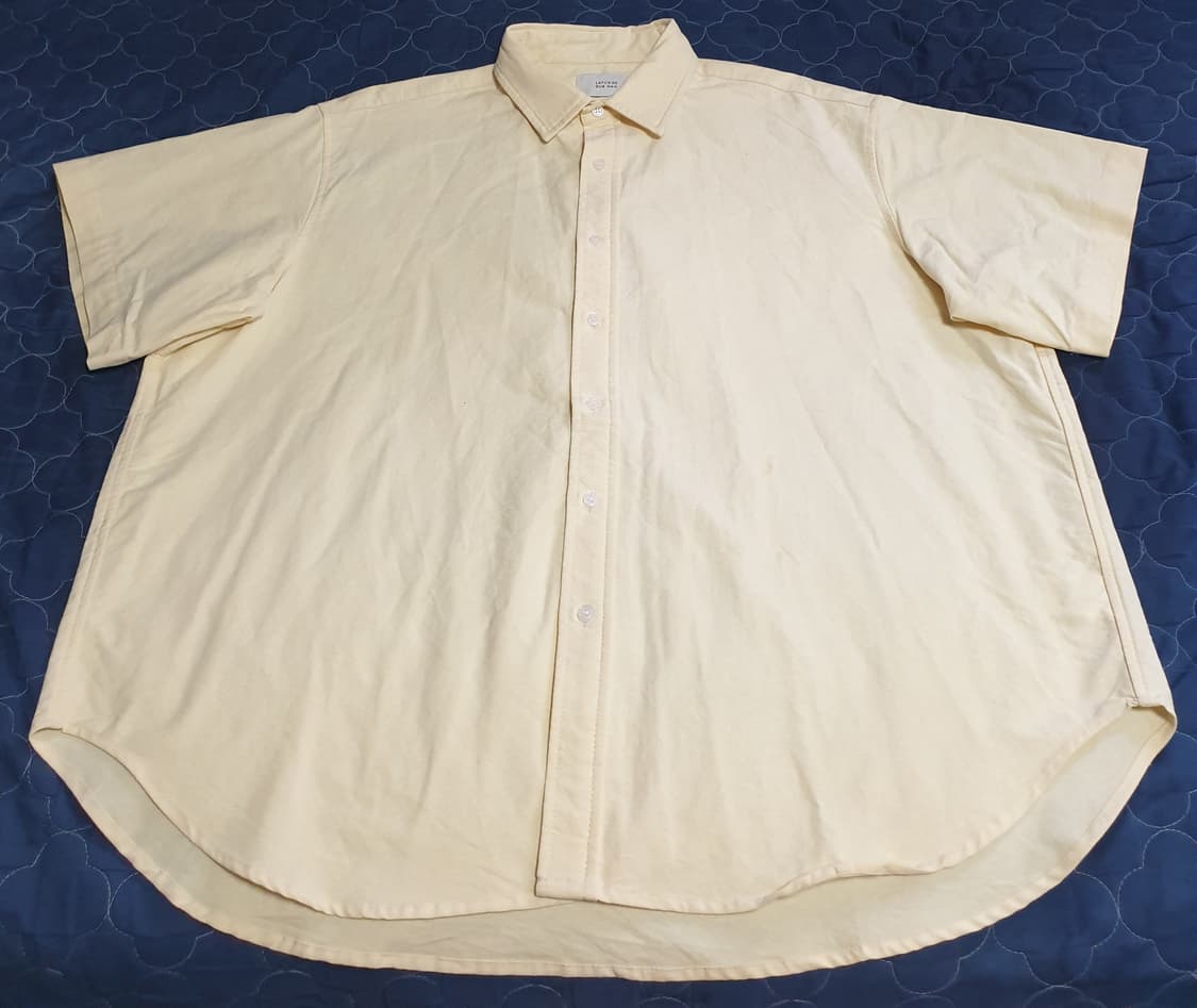 라퍼지스토어 맨 오가닉코튼100% 오버핏 반팔 옥스퍼드 셔츠 레몬 (M) 상품이미지1