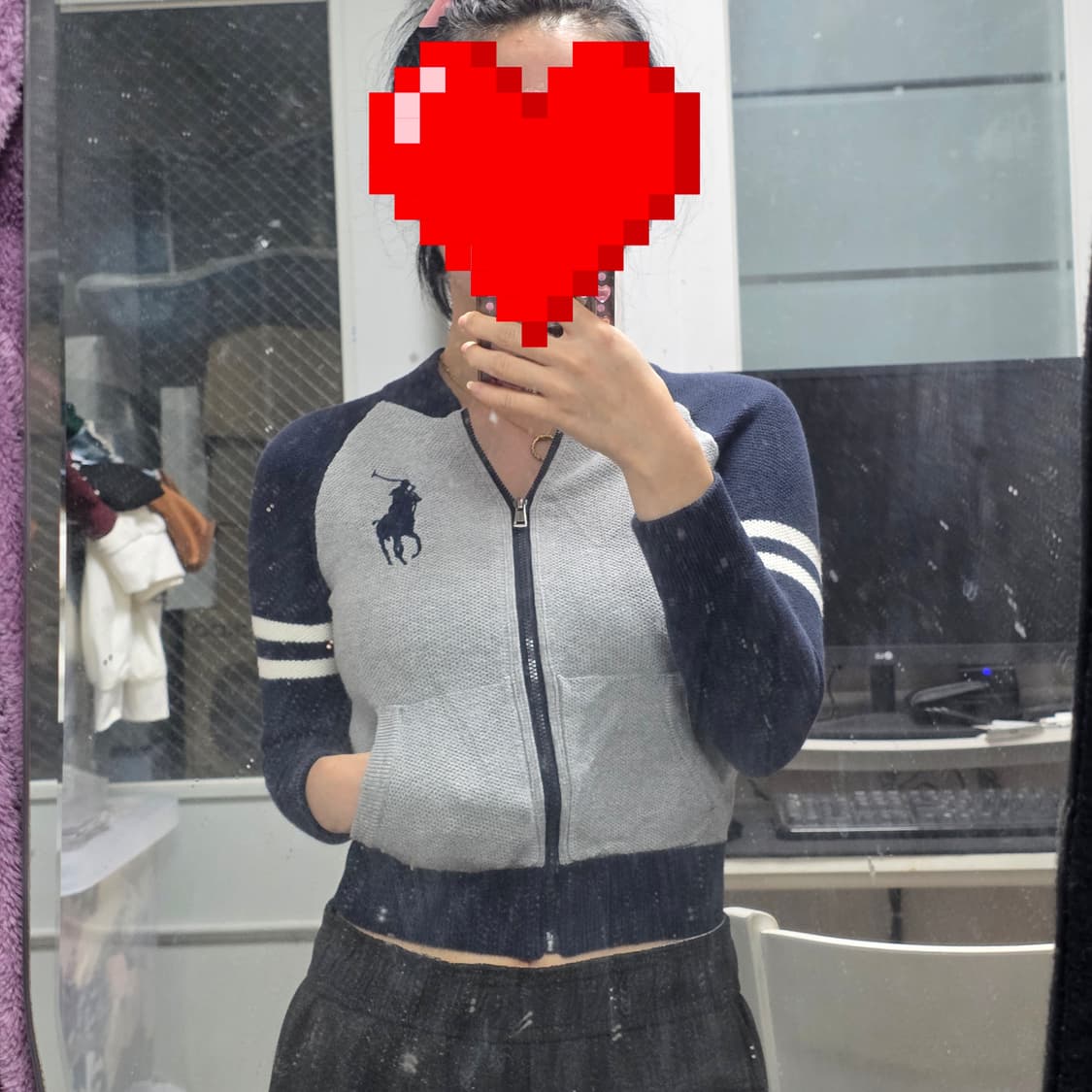 폴로 빅로고 y2k 니트집업 가디건 상품이미지2