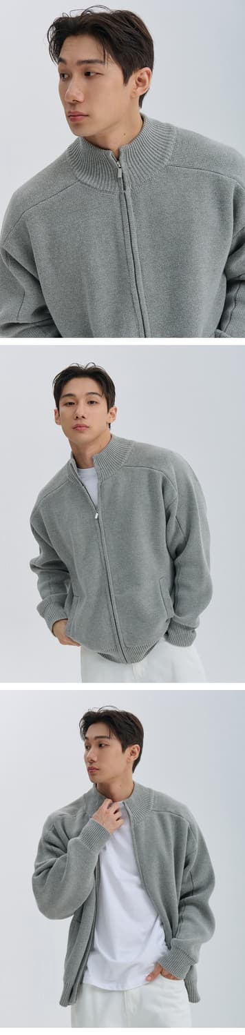 M) 나인제트 크롭 니트 오픈 집업 상품이미지1