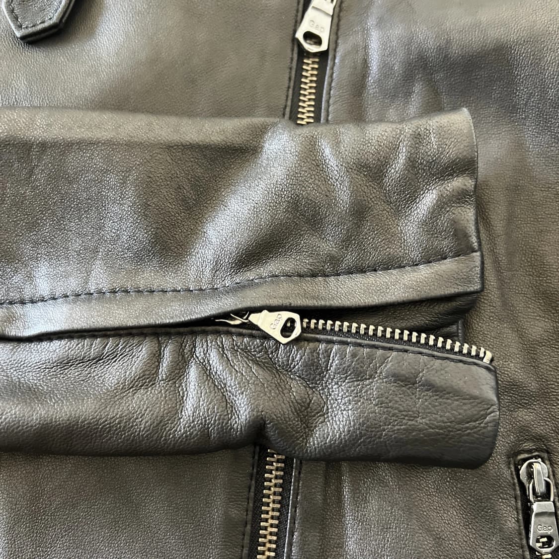 올드 갭 소프트 블랙 가죽 집 모토 자켓 상품이미지9