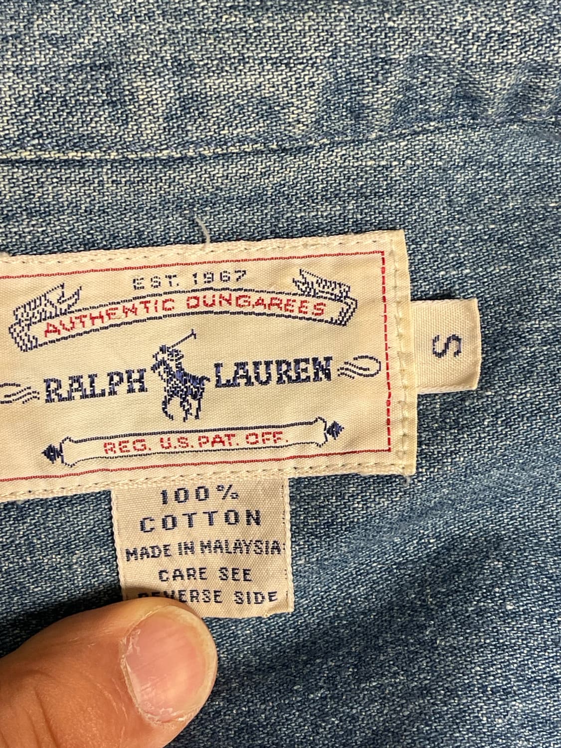 폴로 랄프로렌 1990s 빈티지 덩가리 헤비 데님 셔츠 S (실측100) 상품이미지10