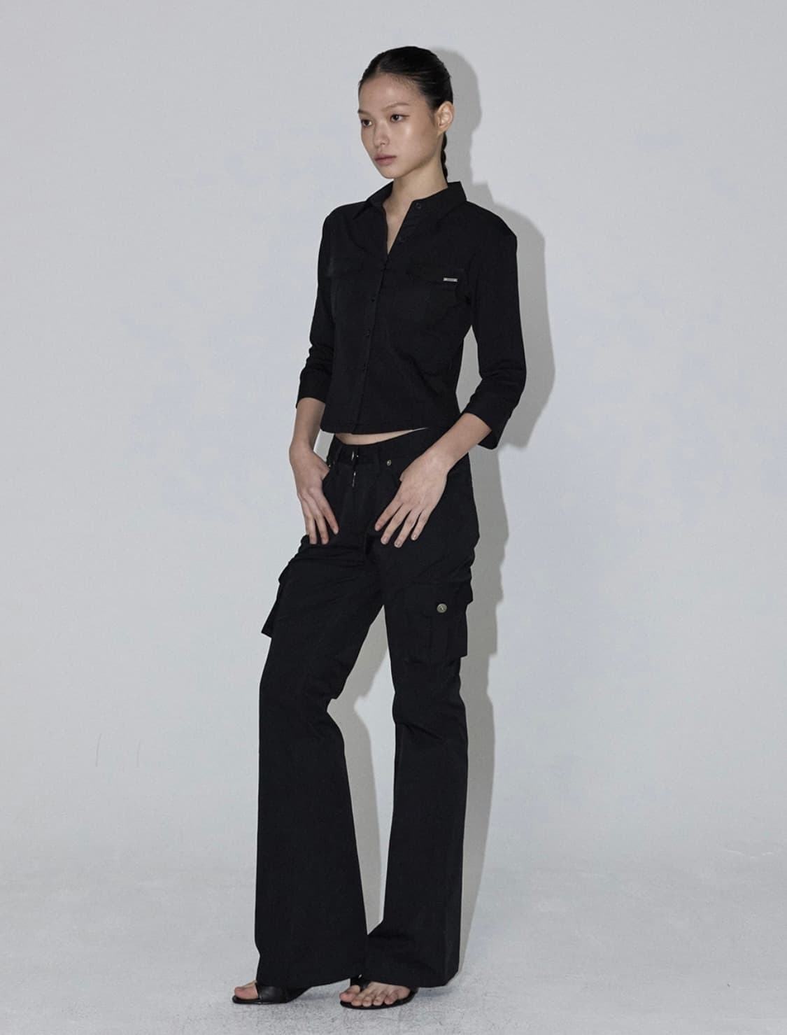 (새상품) 이네기 어나더 부츠컷 카고 팬츠 블랙 S 상품이미지1