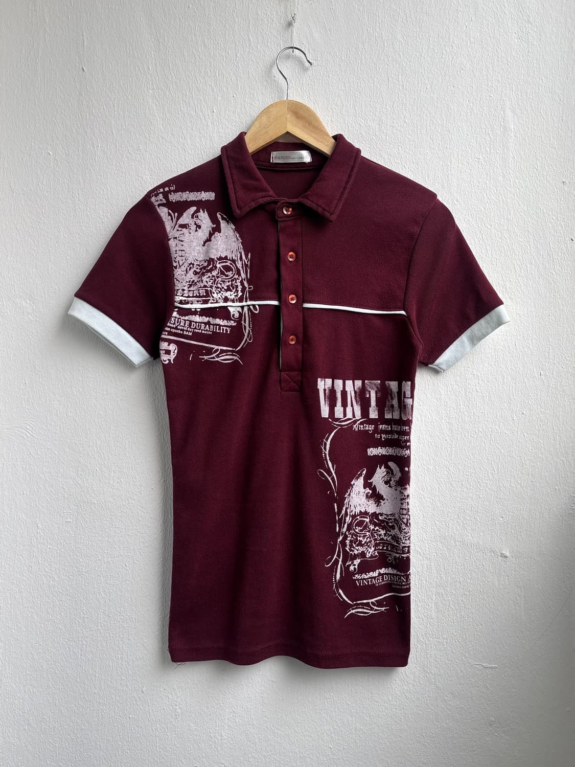 Vintage Graphic Red Polo Shirt 상품이미지6