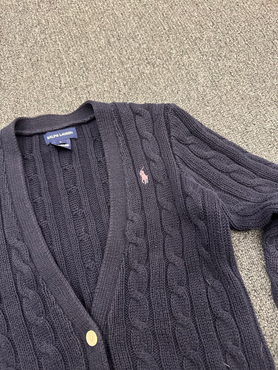 L)랄프로렌 빈티지 네이비 케이블 여성 니트가디건 상품이미지2