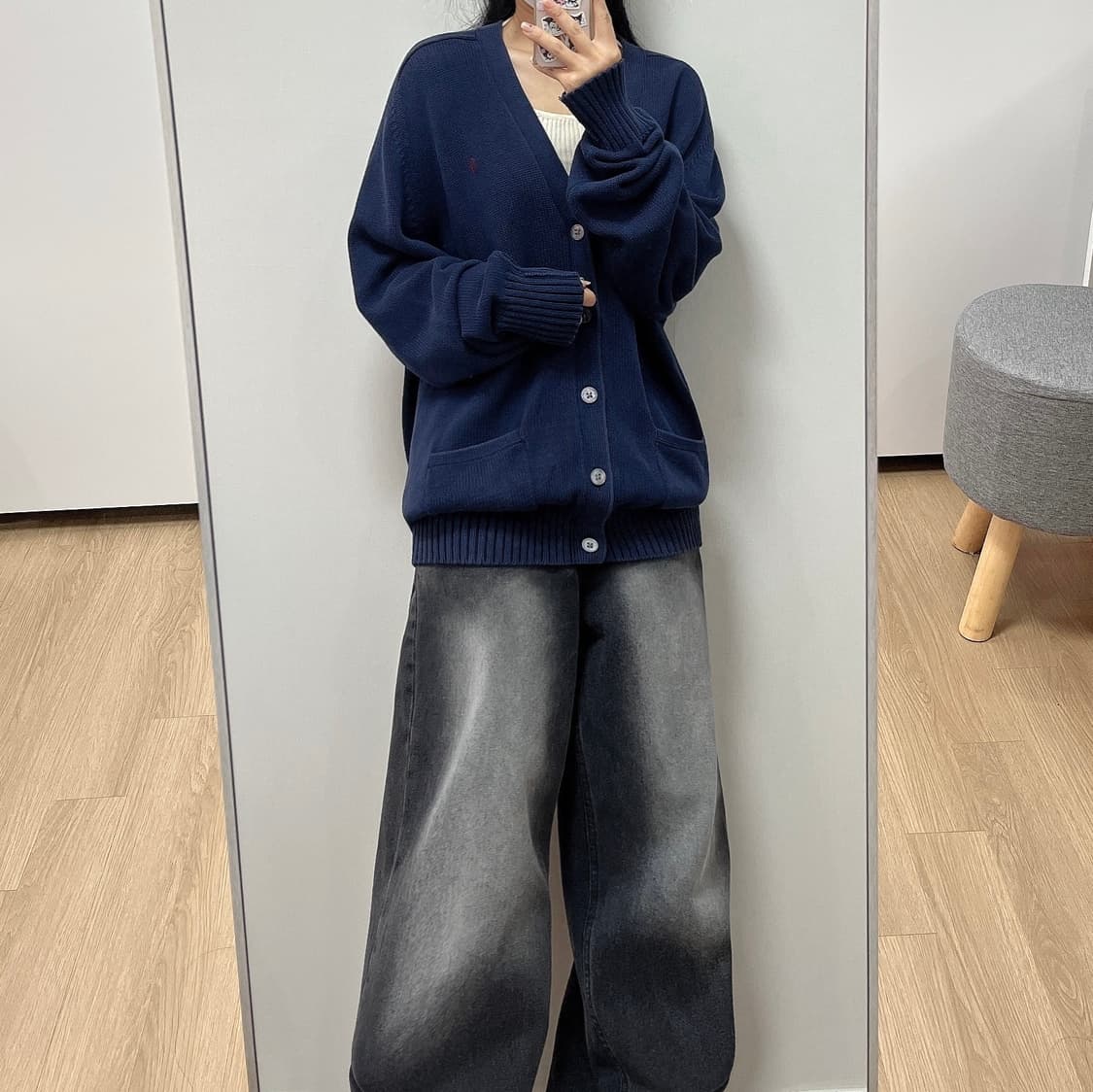 폴로 랄프로렌 버건디 포니 네이비 코튼 니트 가디건 상품이미지1