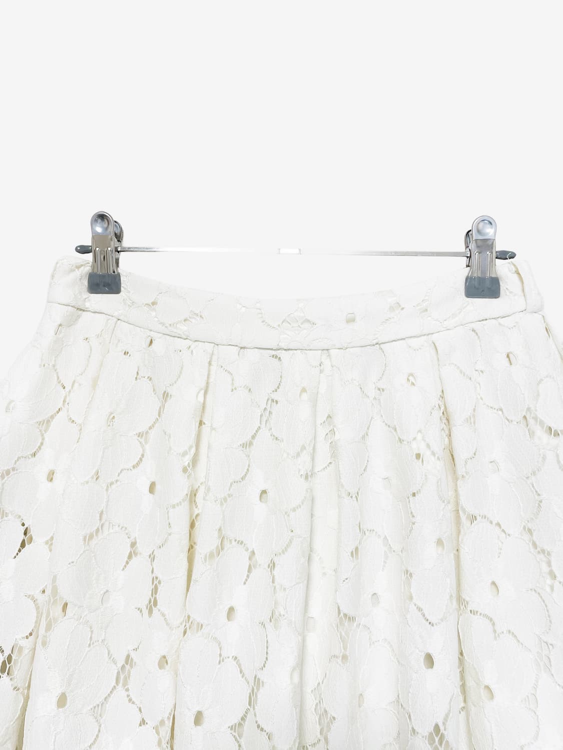 Flower Punching Flare Mini Skirt - Ivory 상품이미지5