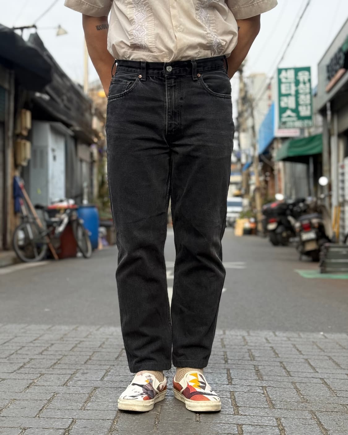 리바이스 550 릴렉스핏 블랙 데님 팬츠 34 상품이미지7