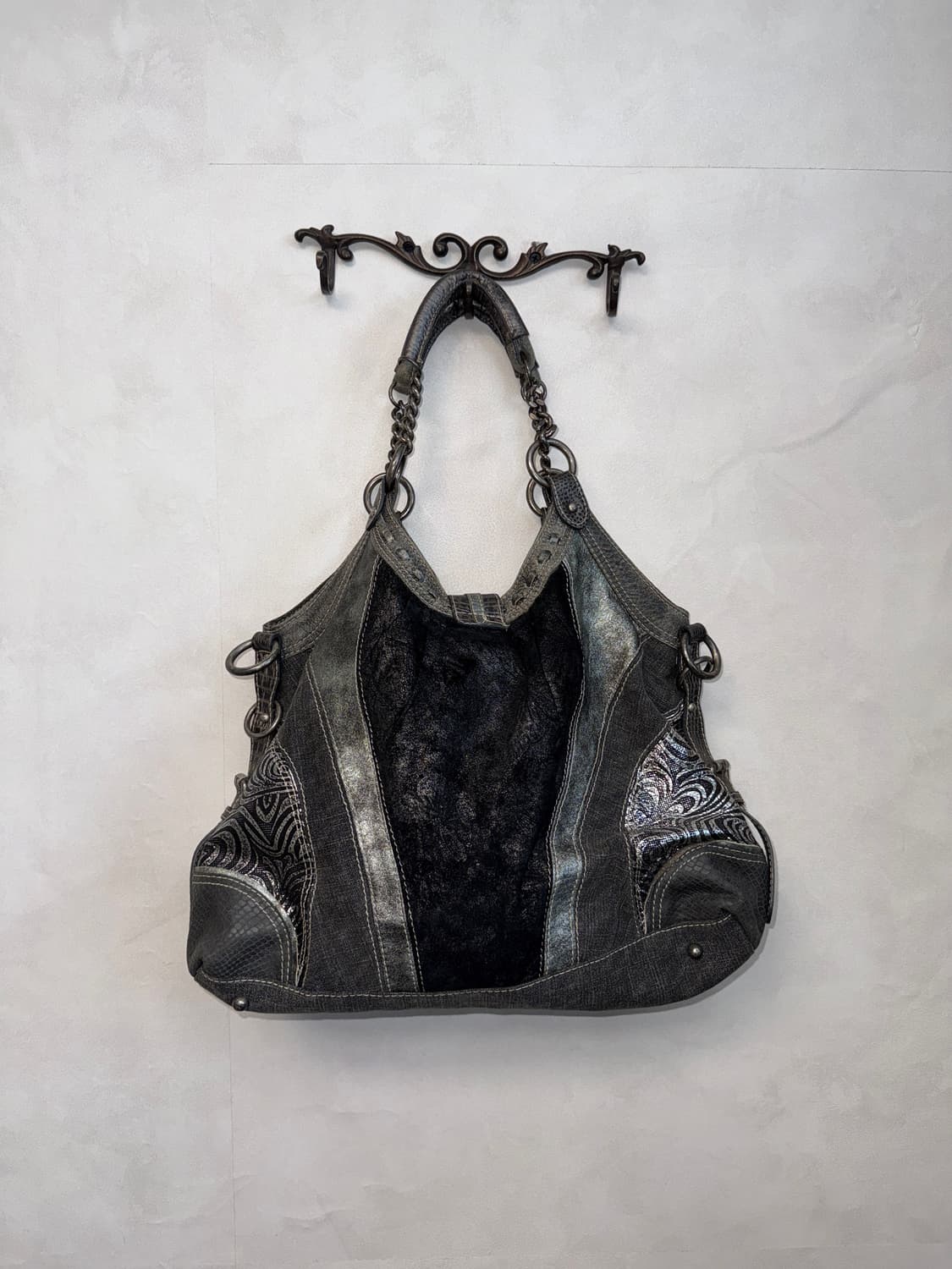 BNX black metal silver oriental tote bag 상품이미지4