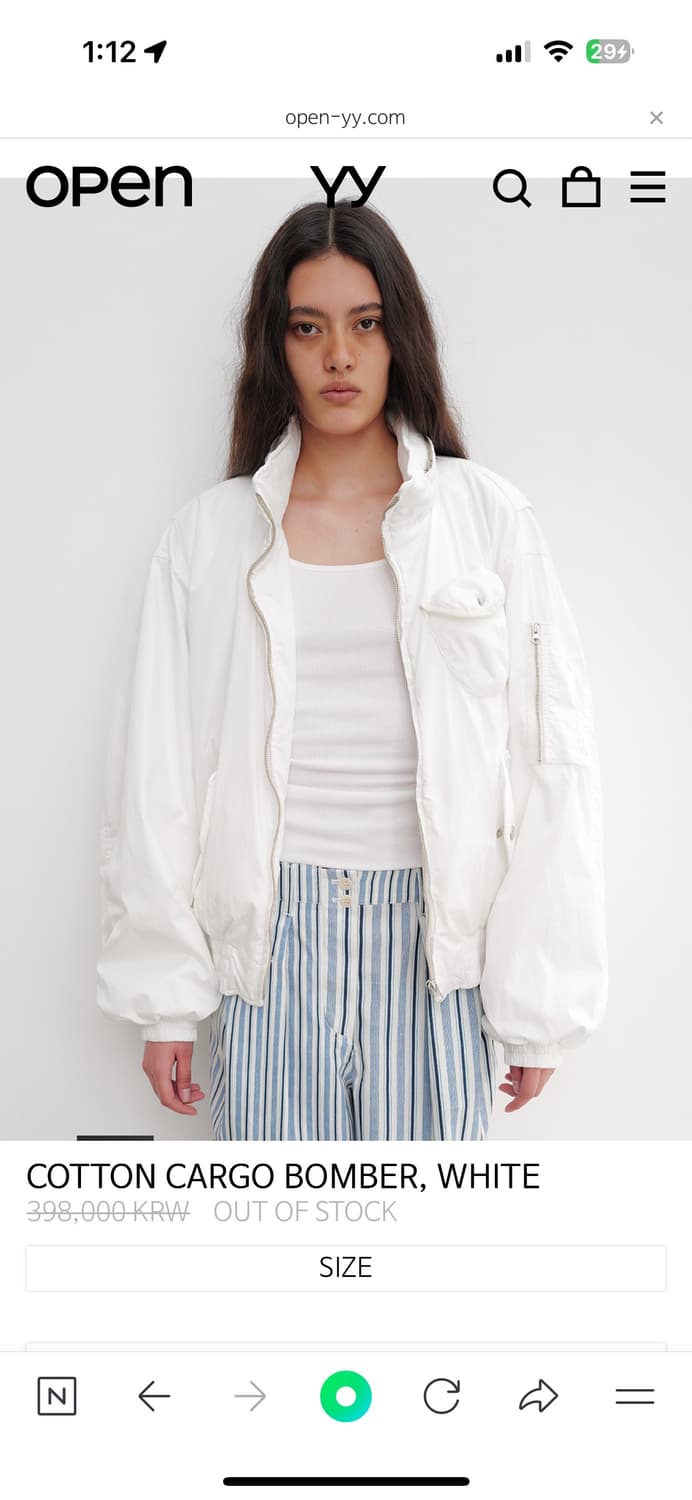 오픈yy 오픈와이와이 봄버자켓 s 화이트 상품이미지2