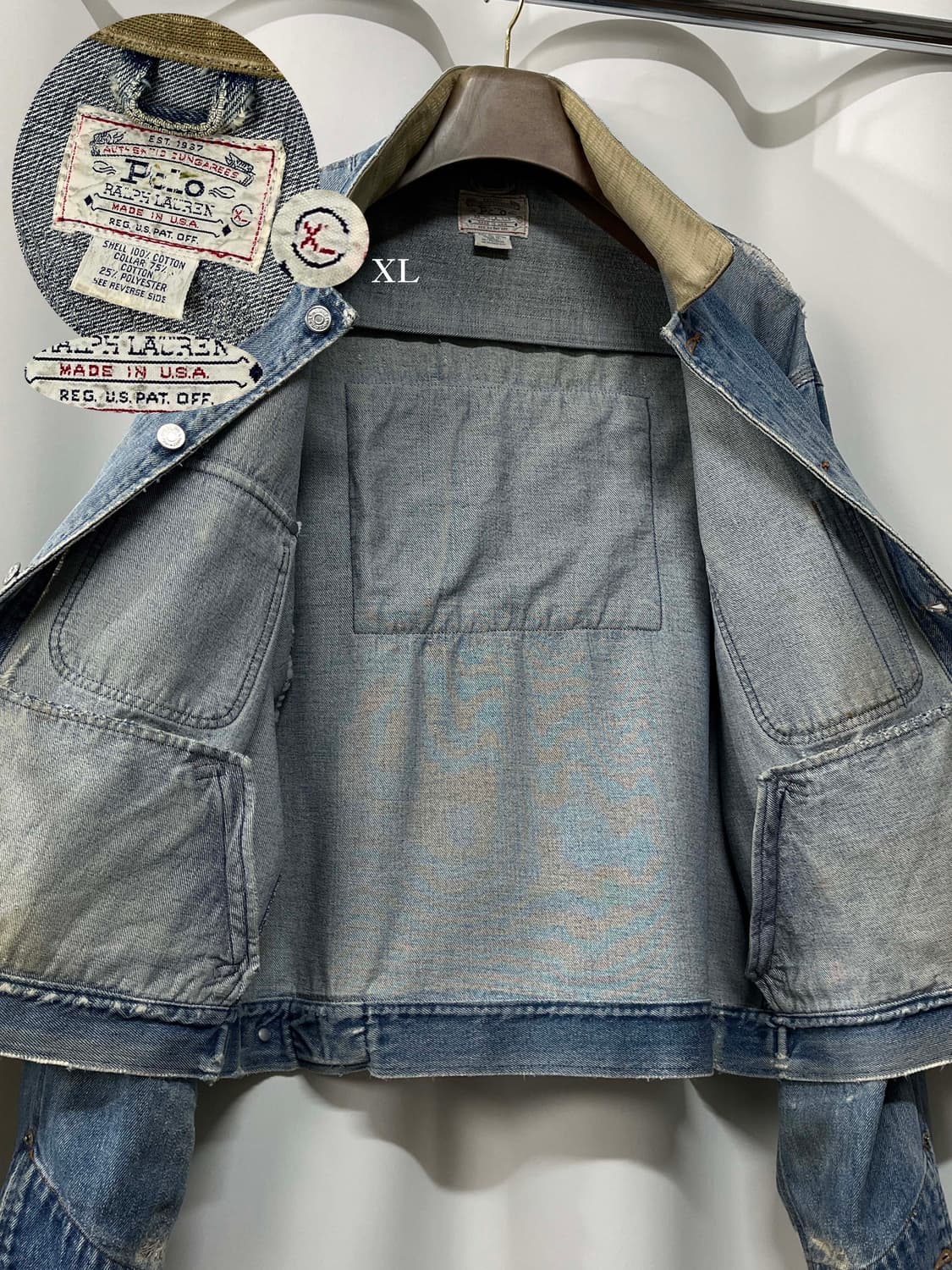 80's 폴로랄프로렌 usa 로데오 플래그 리페어 덩가리 트러커 데님자켓 상품이미지3
