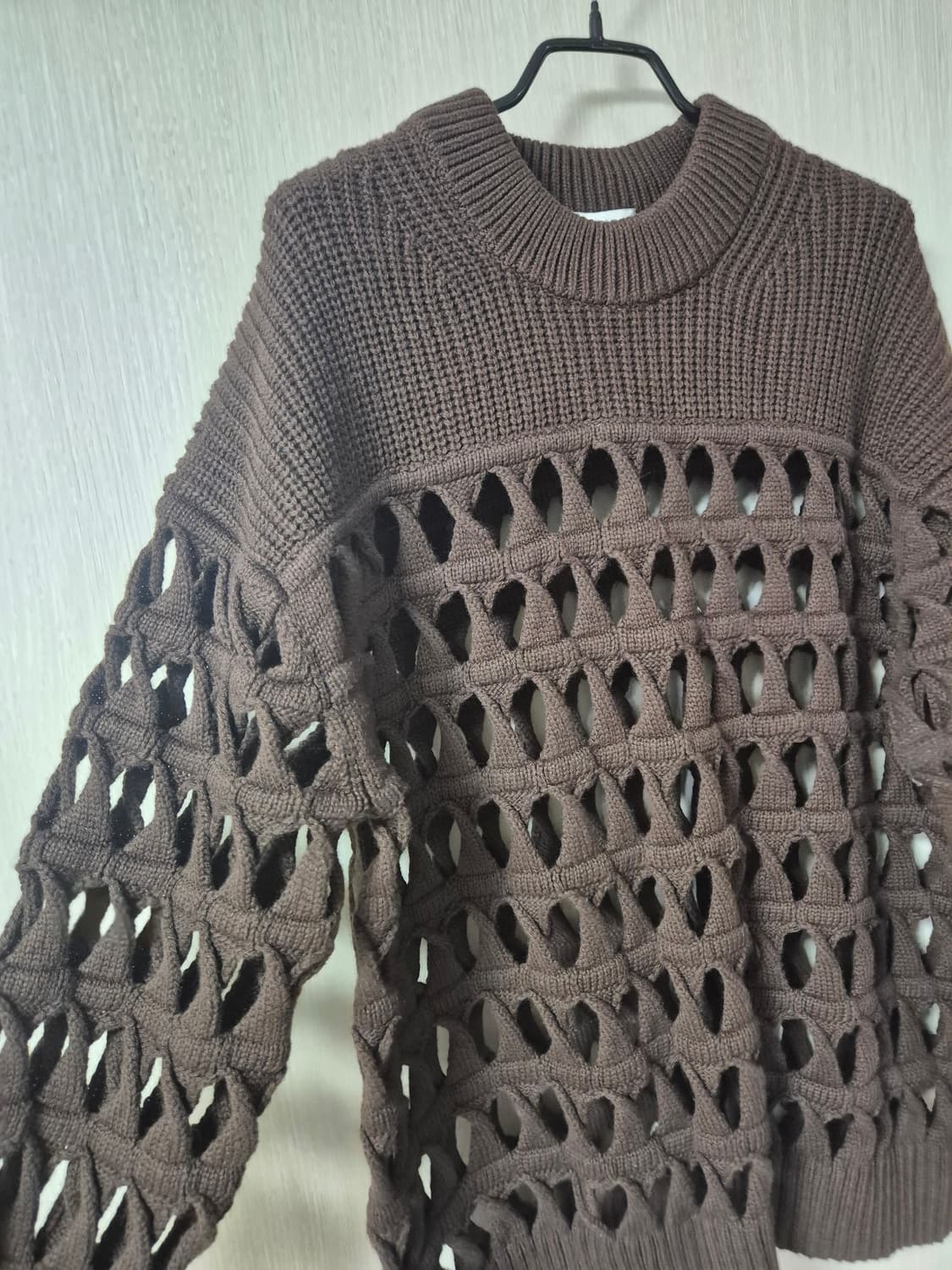 COS 브라운 니트 스웨터 케이블 패턴 울오버 XS 상품이미지5